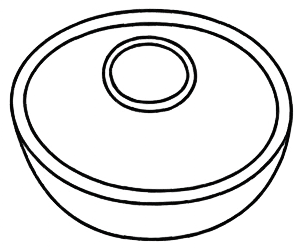 Line drawing of an avocado with seed in the center.