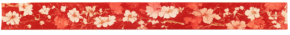 A red and gold decorative border with floral patterns.