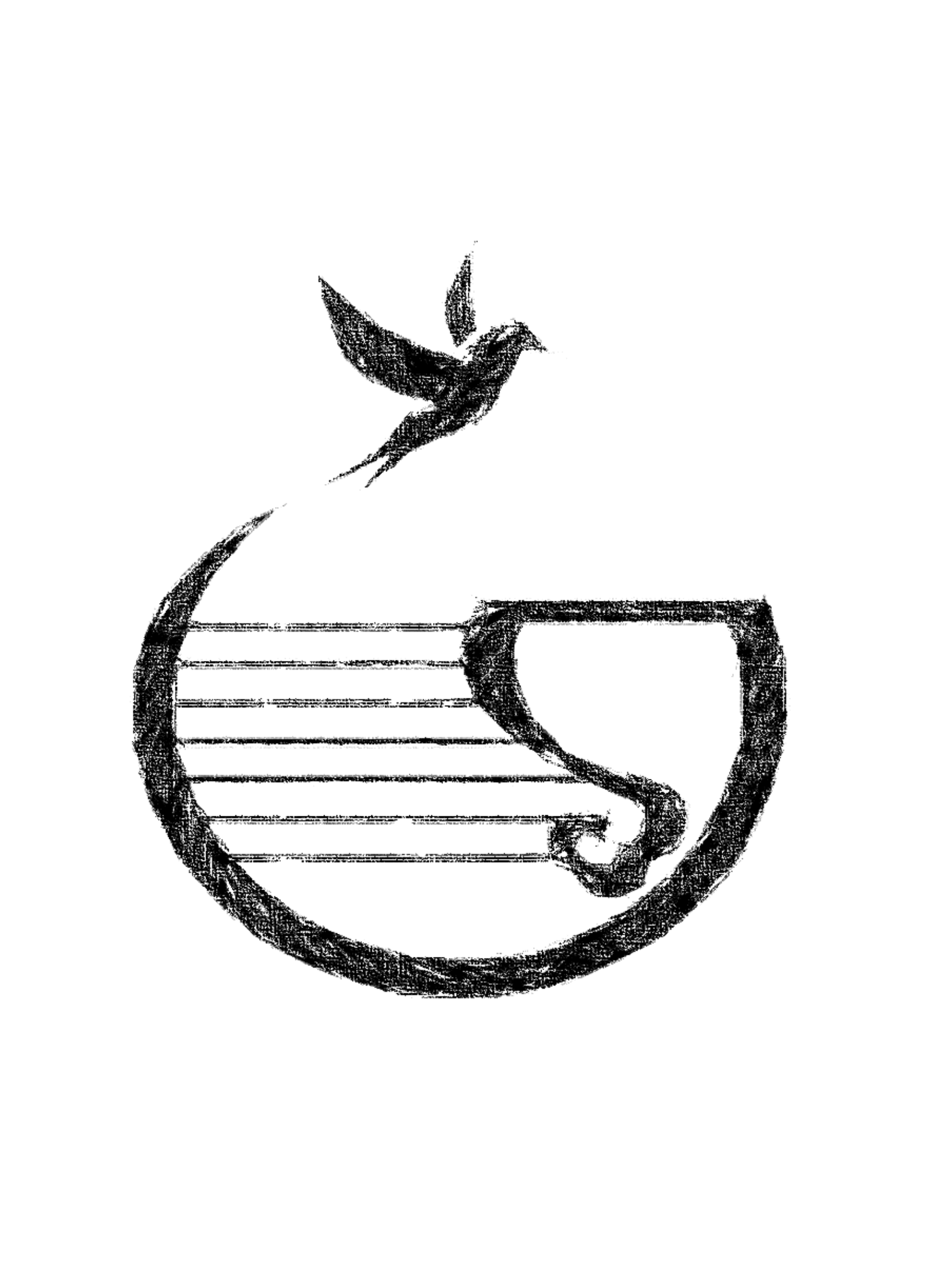 Texas Song Bird bird over a traditional Chinese instrument symbol uko adams