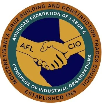 Logo of the AFL-CIO showing a handshake with the words 'American Federation of Labor & Congress of Industrial Organizations' around it, representing a labor organization established in 1965.