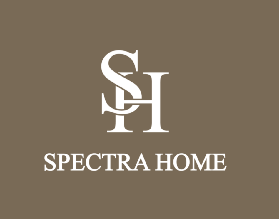 Logo for Spectra Home featuring the initials SH in stylized white letters on a brown background.