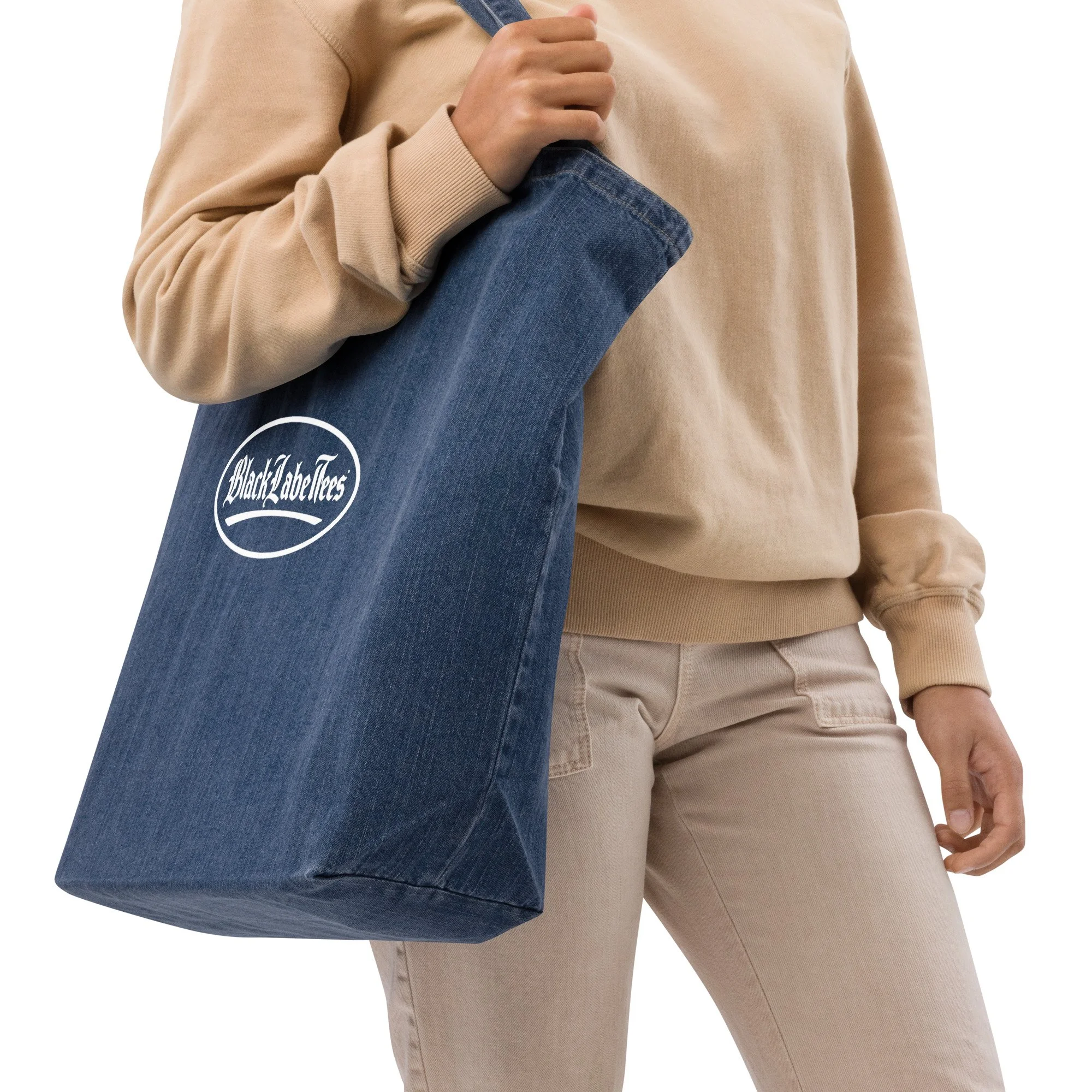 Organic denim tote bag