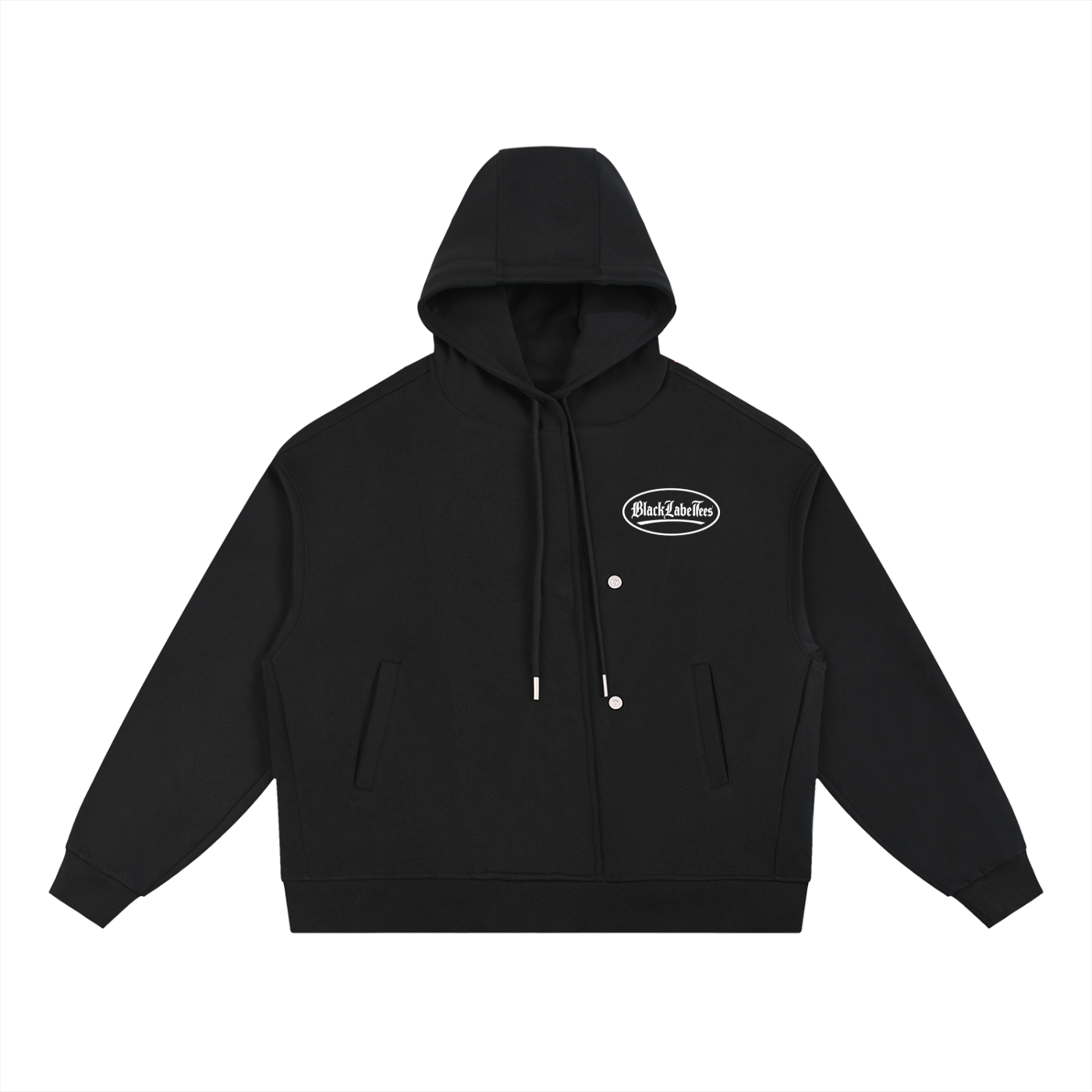 Boxy Button Placket Hoodie