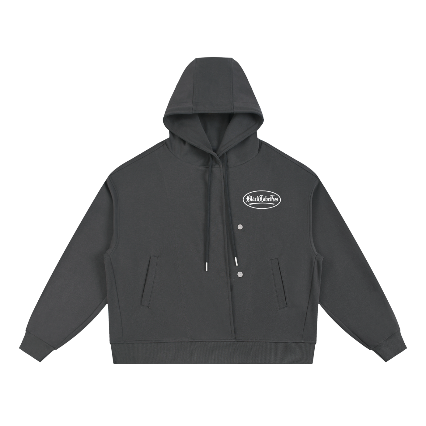 Boxy Button Placket Hoodie