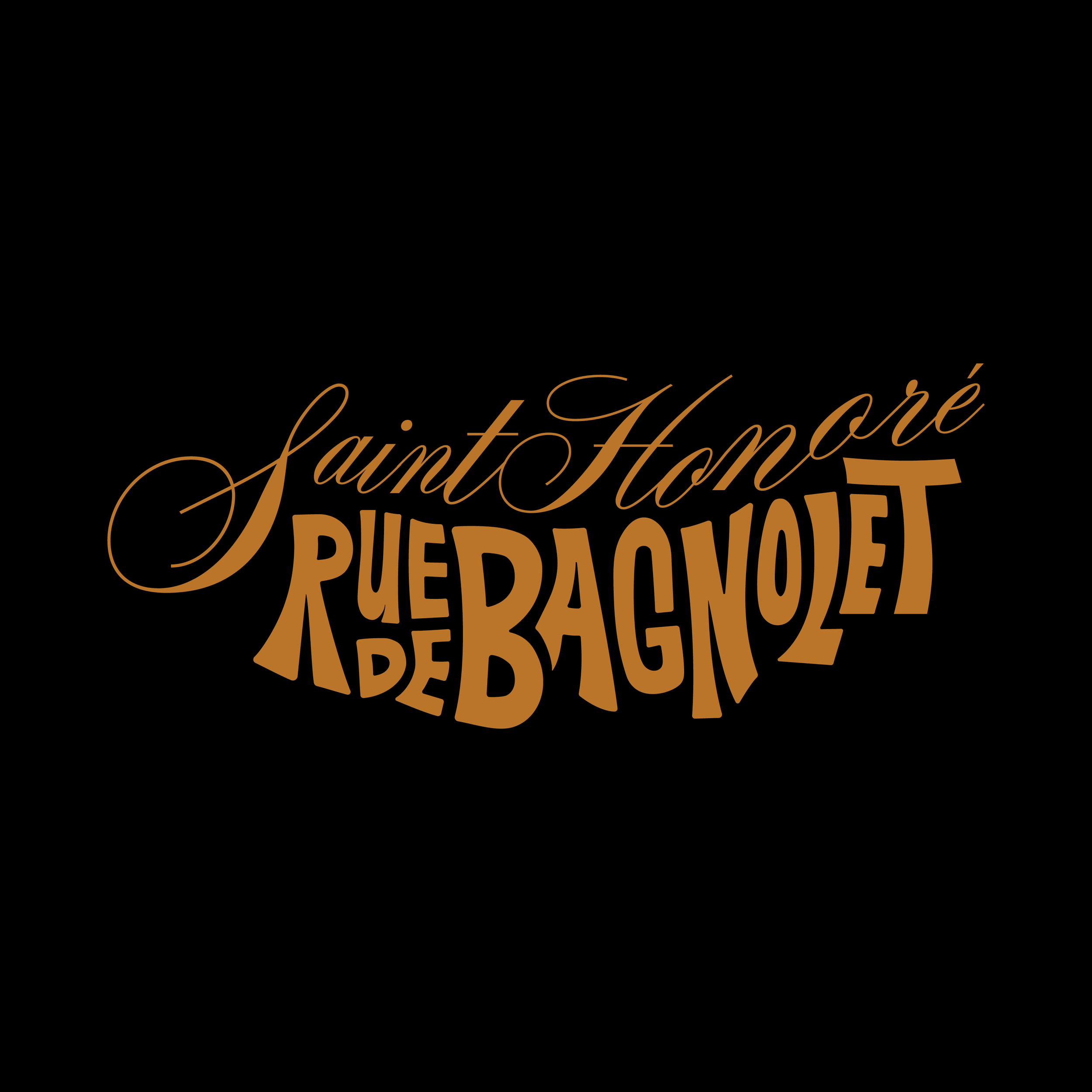 Stylized text reading 'Saint Honoré Rue de Bagnolet' on a black background; about Paris neighborhoods and landmarks.