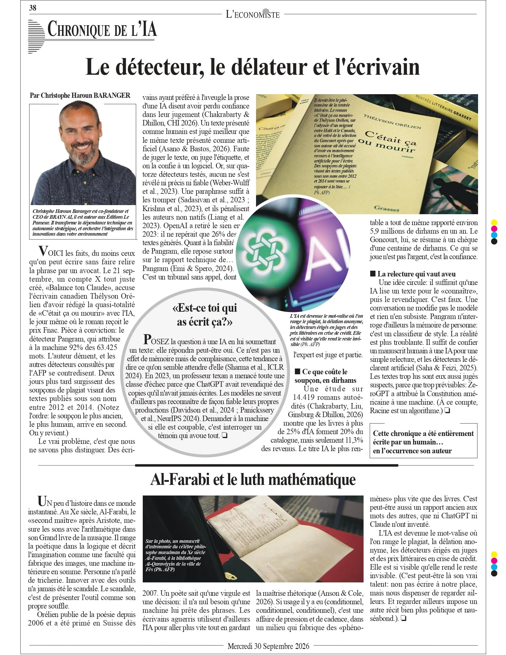 L'Economiste - Christophe Haroun Baranger - Chronique de l'IA