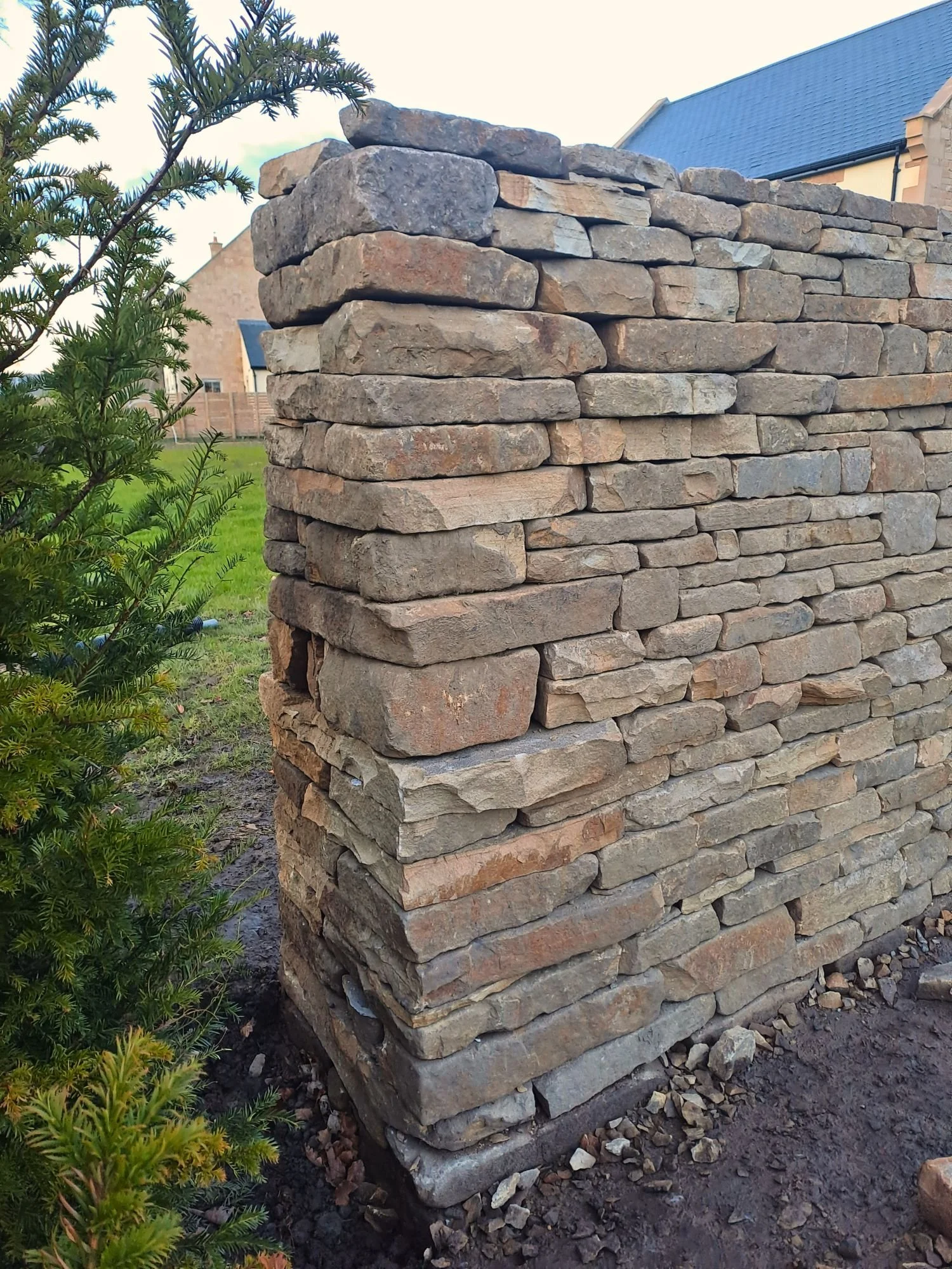 Traditional Dry Stone Garden Wall, Dilston, Northumberland, Garden Boundary
