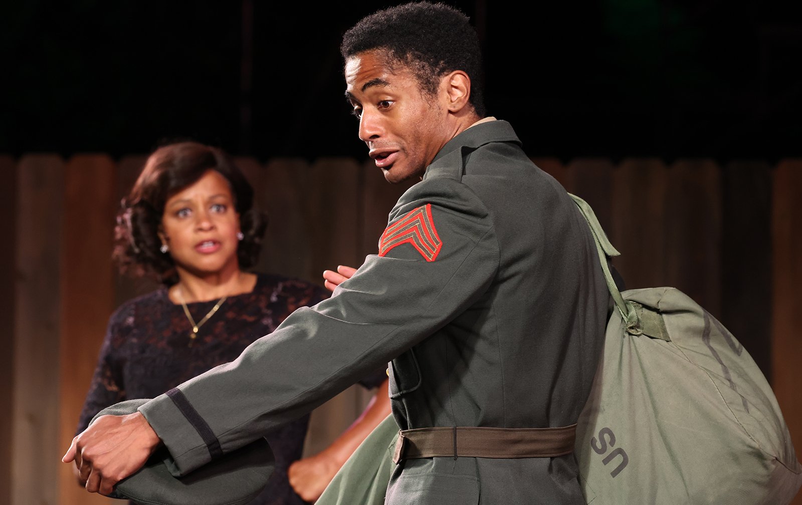 Carolyn Ratteray as Rose with Iyanu Olukotun as Cory in Fences, photographed by Shmuel Thaler