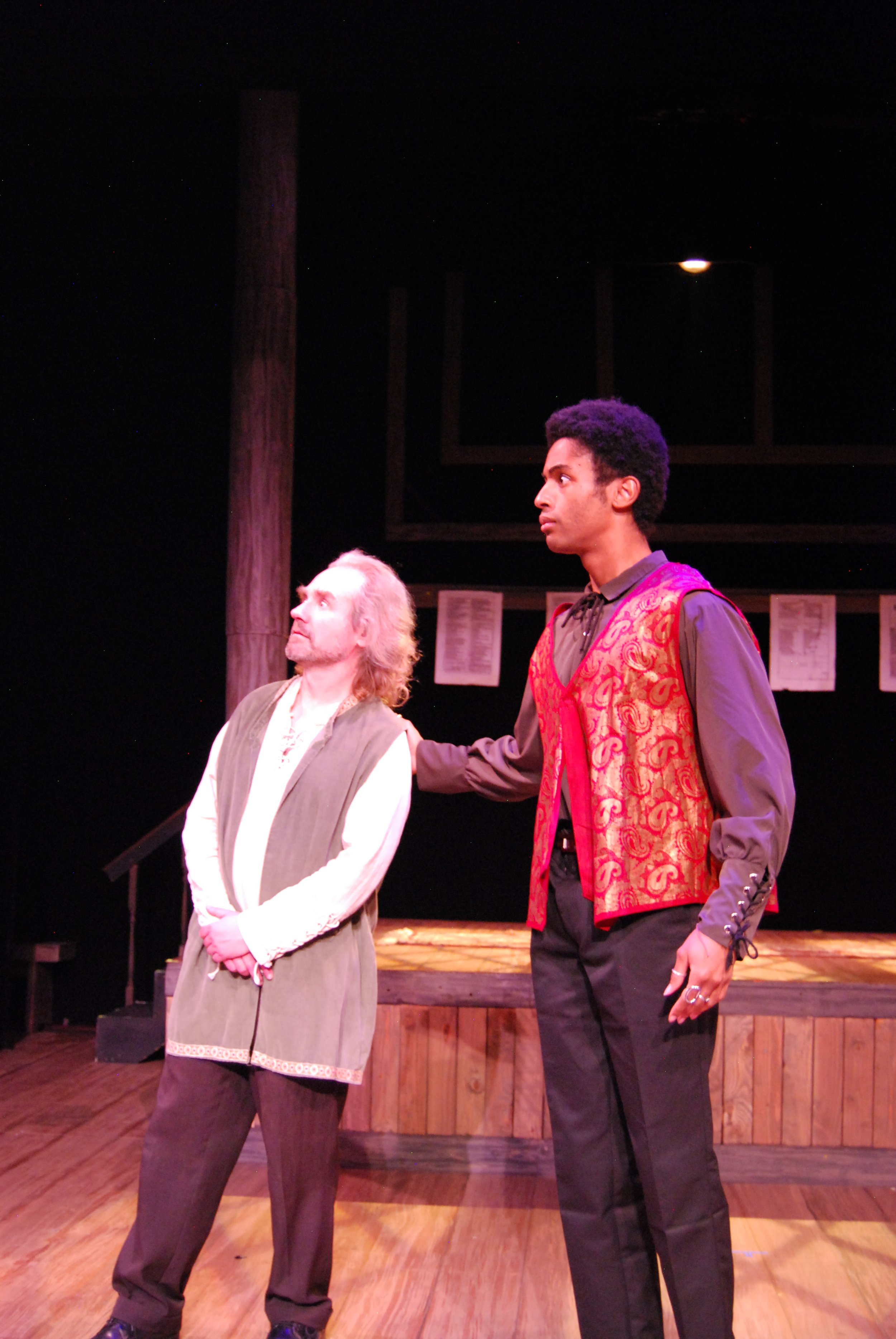 Iyanu Olukotun as Isaac Jaggard with Ralph Crane in a scene from The Book of Will, photographed by Elaine Yee