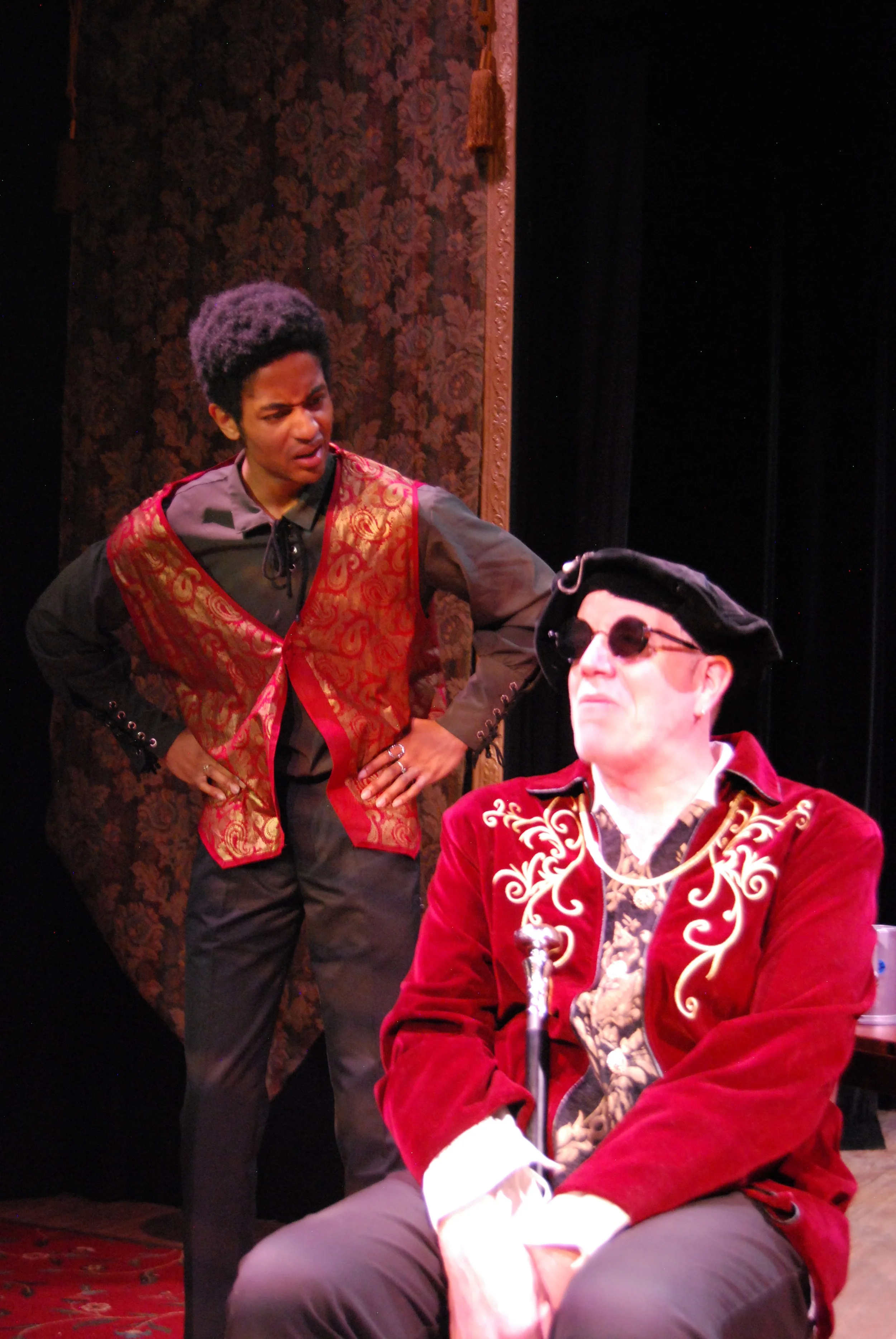 Iyanu Olukotun as Isaac Jaggard with William Jaggard in a scene from The Book of Will, photographed by Elaine Yee