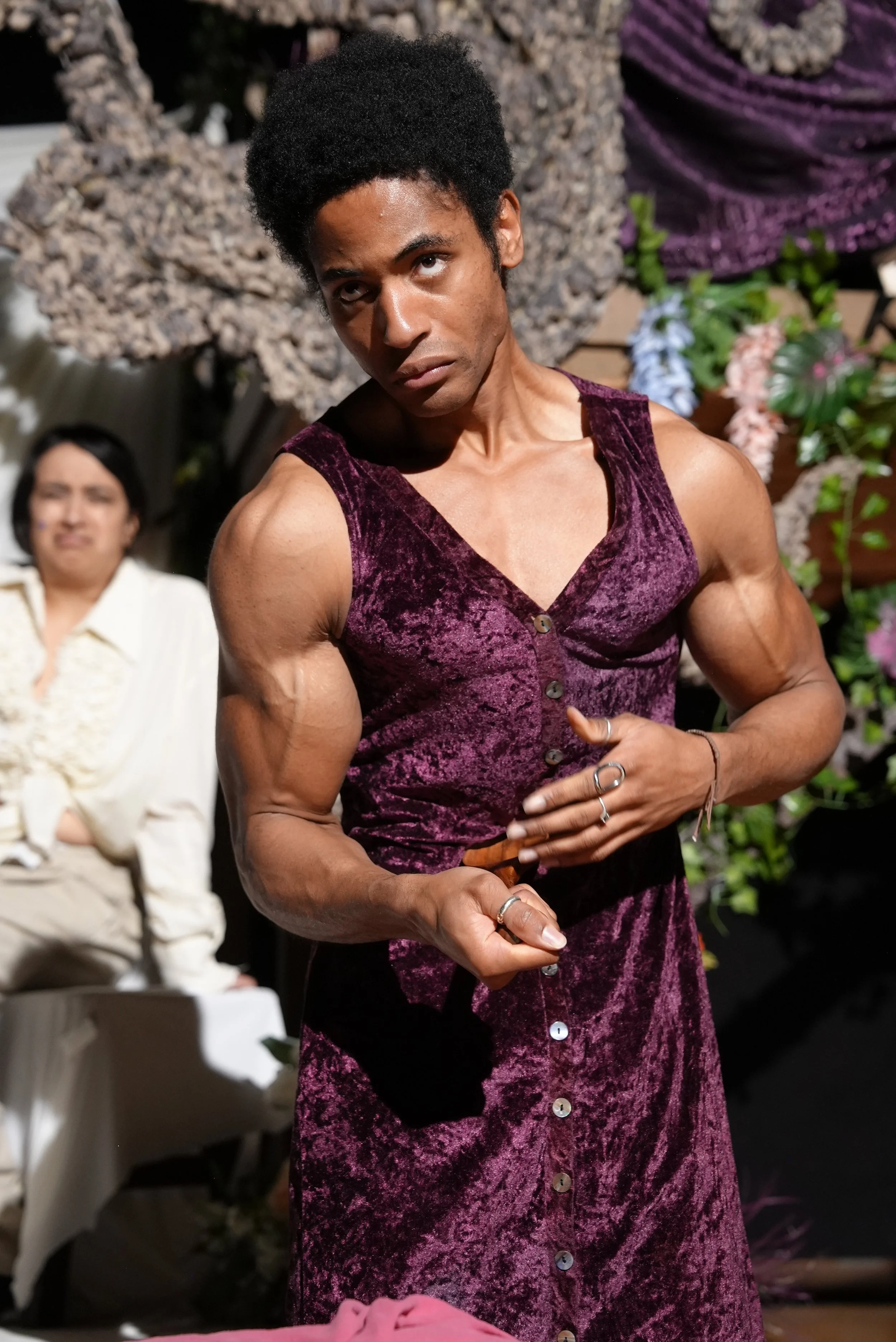 Iyanu Olukotun performing as Francis Flute in A Midsummer Night’s Dream, photographed by Haein Shim