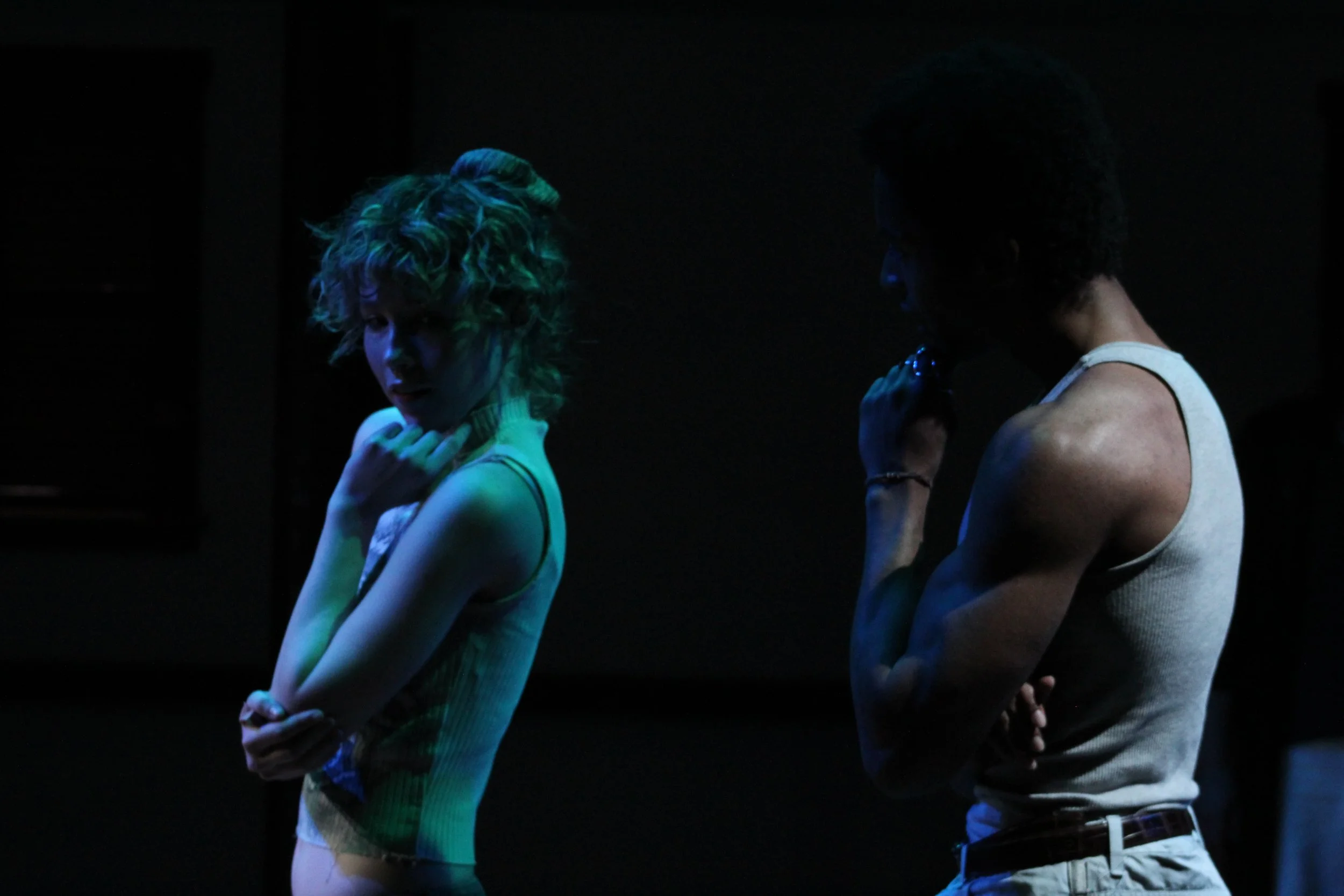 Iyanu Olukotun as Narcissus in a scene with Echo, photographed by Emma Brown