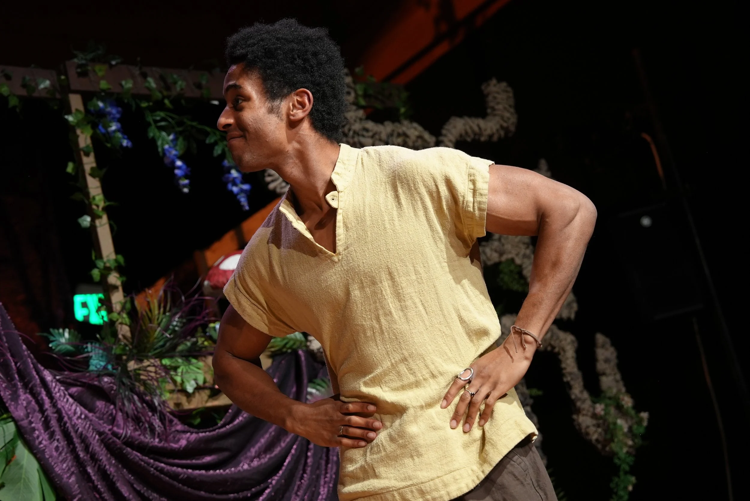 Iyanu Olukotun performing as Francis Flute in A Midsummer Night’s Dream, photographed by Haein Shim