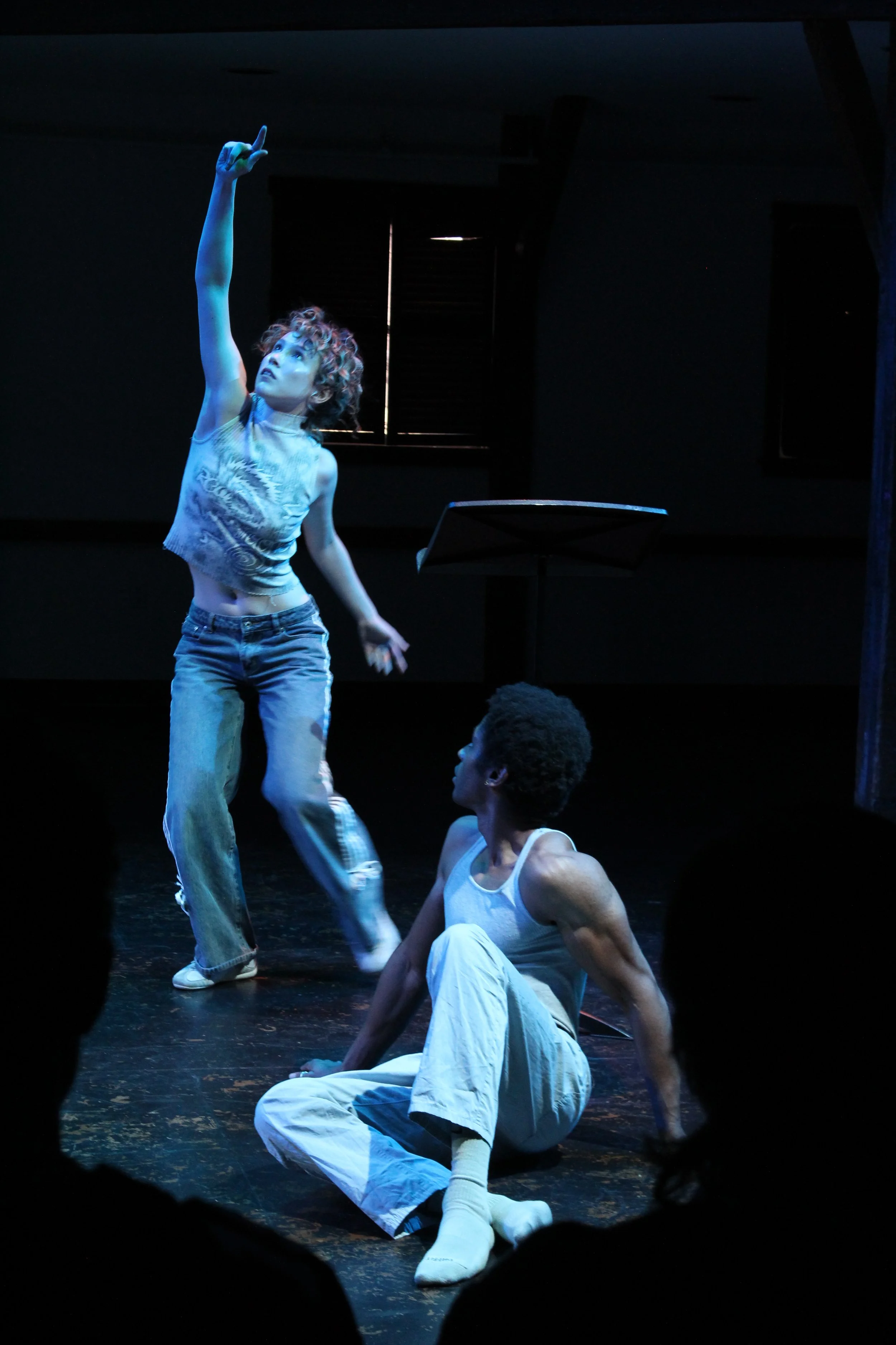 Iyanu Olukotun as Narcissus in a close scene with Echo, photographed by Emma Brown