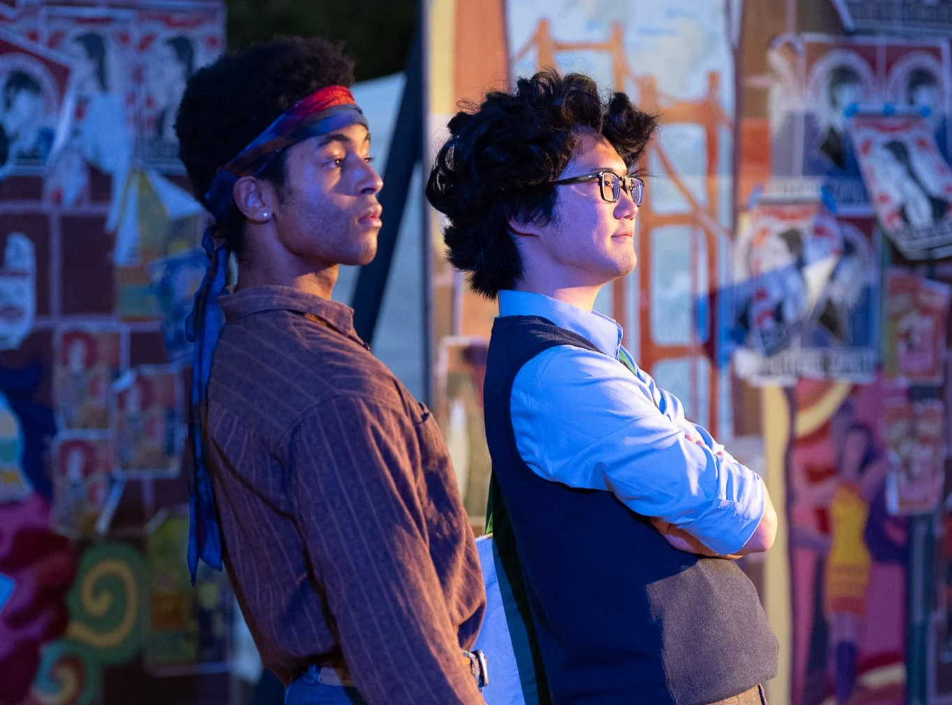 Iyanu Olukotun as Romeo in a scene with Benvolio in Romeo and Juliet, photographed by Frank Chen