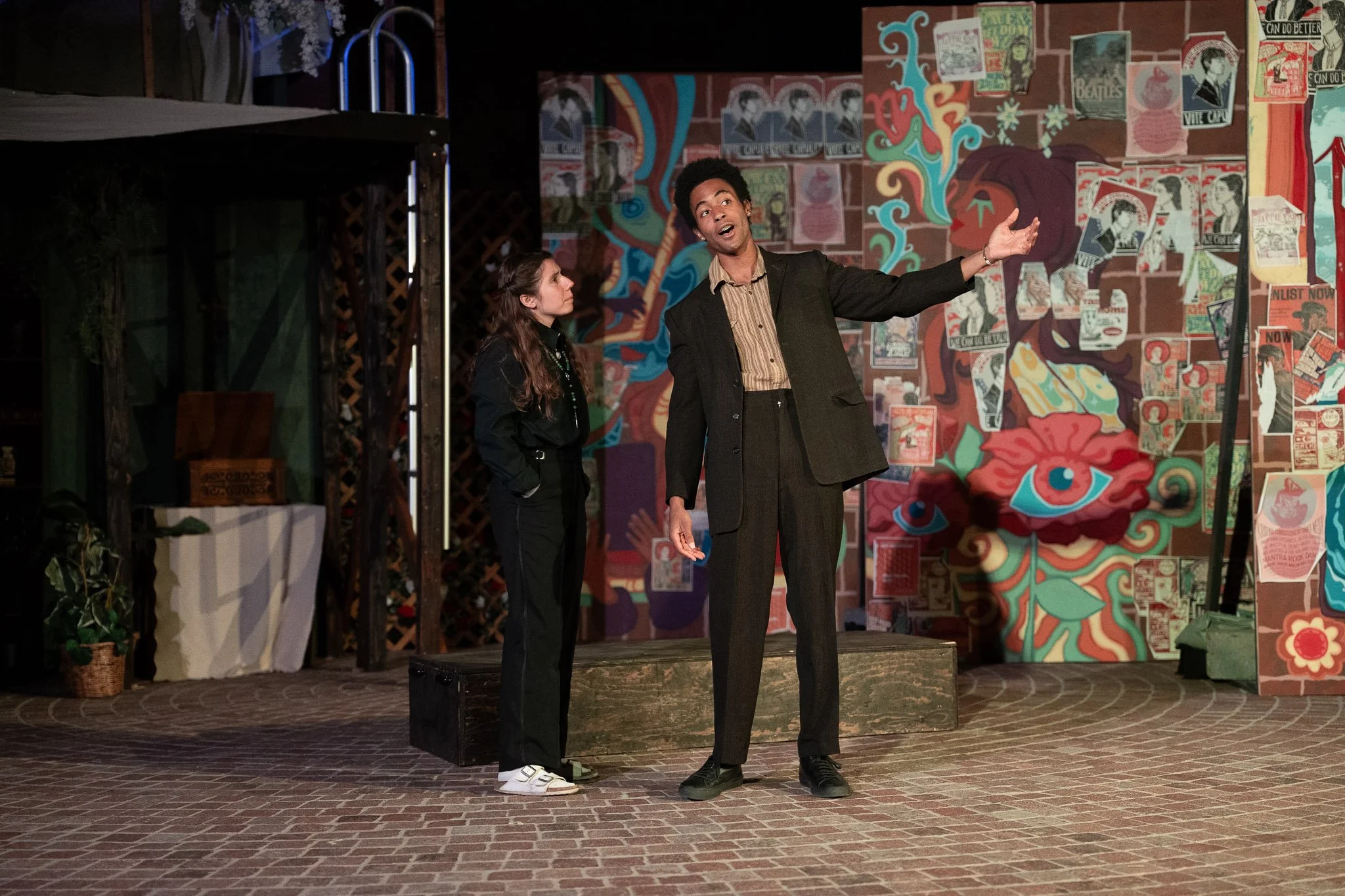 Iyanu Olukotun as Romeo with Friar Laurence in a scene from Romeo and Juliet, photographed by Frank Chen