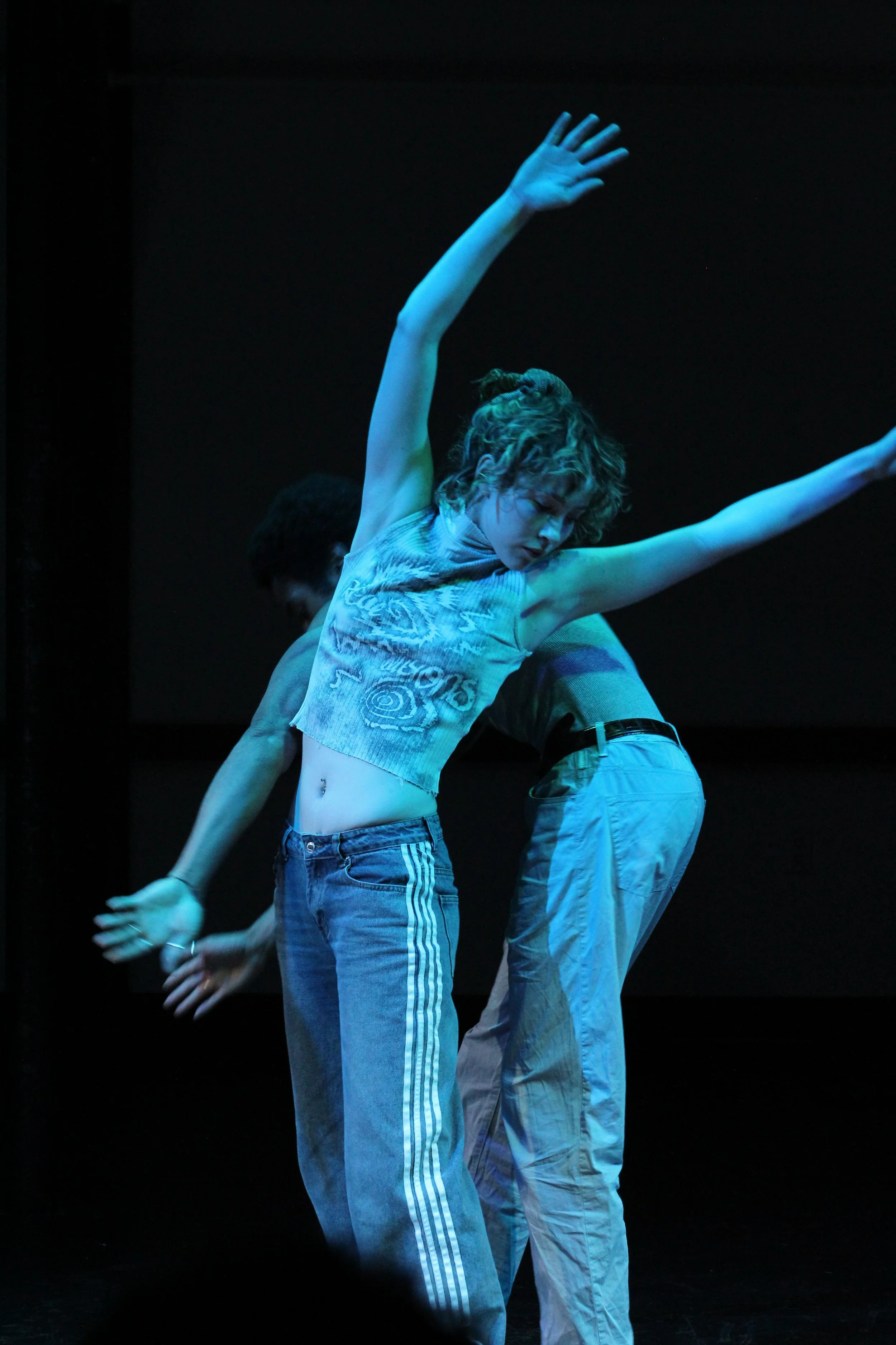 Iyanu Olukotun as Narcissus in a vertical scene with Echo, photographed by Emma Brown