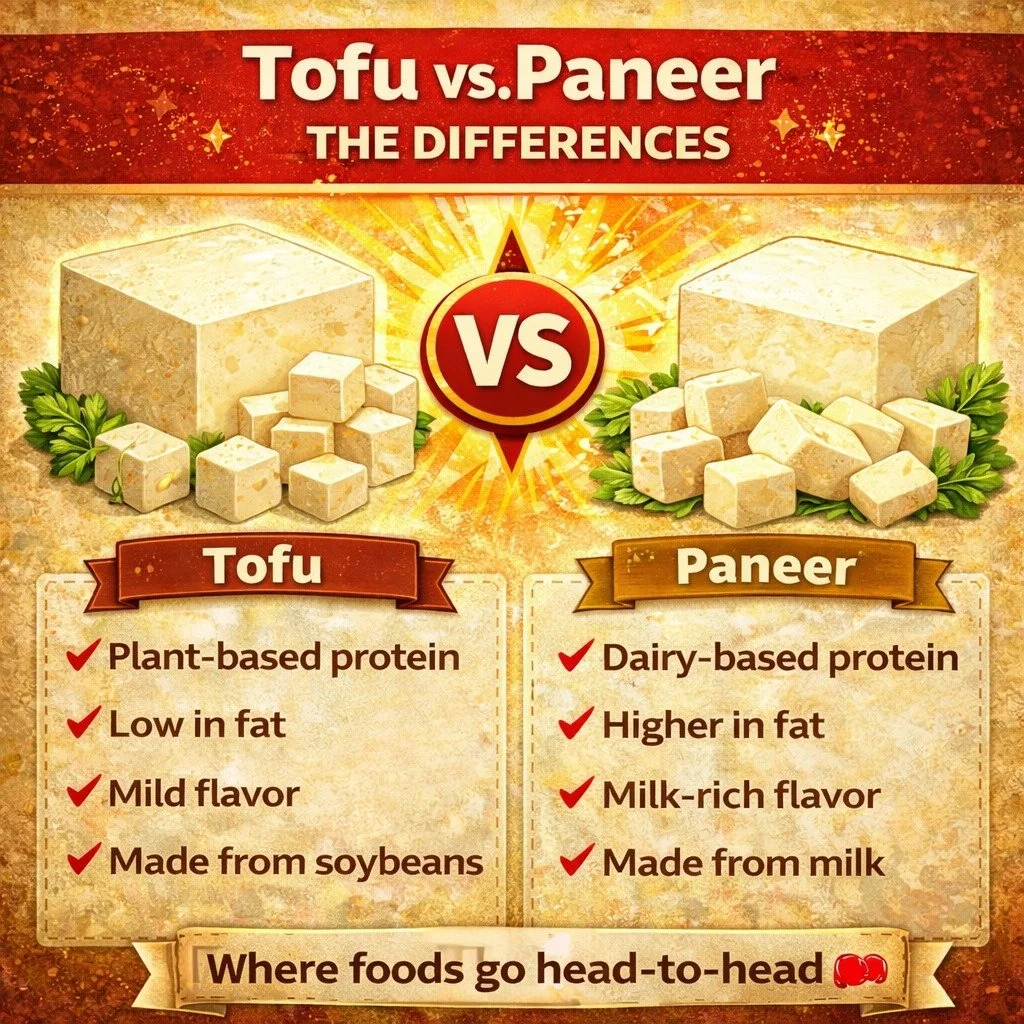 Save this 💾 now so you stop second-guessing at the grocery store

Both pack protein. Both work in dozens of recipes. But there are some differences!

🥢 Tofu: 70-80 cals per 100g, zero cholesterol, plant-based protein, perfect for weight loss and ve