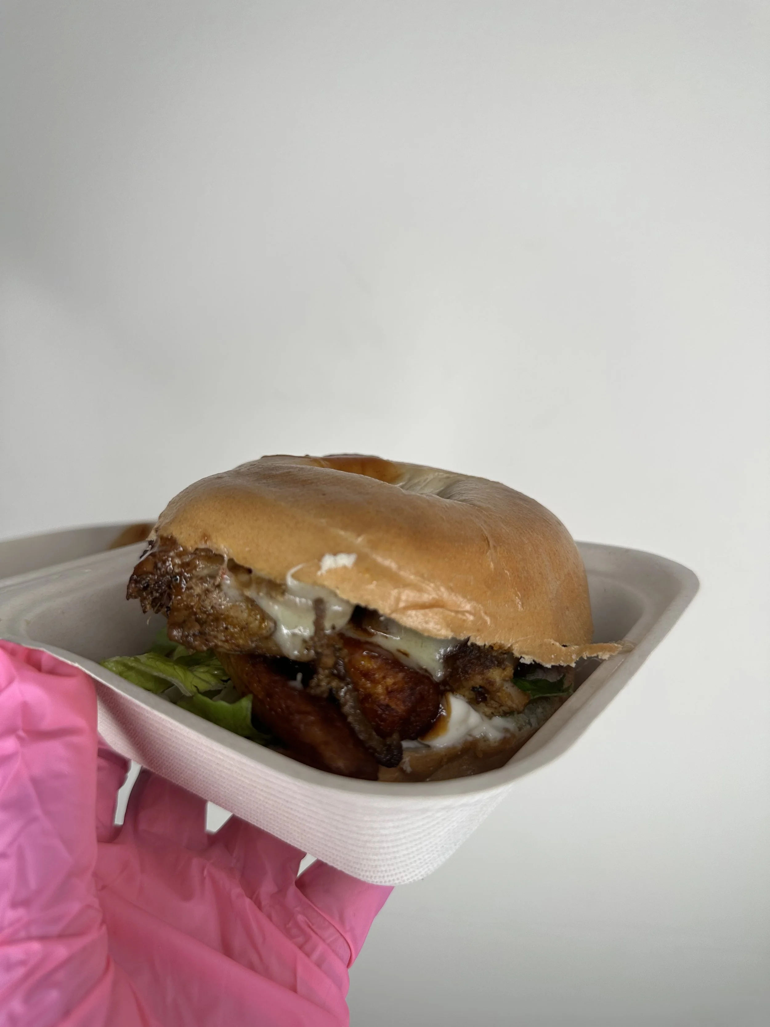 JERK CHICKEN BAGEL/BURGER