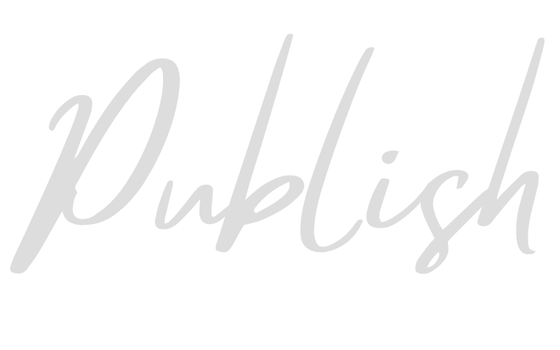 Gray cursive text spelling "Publish" on a black background.