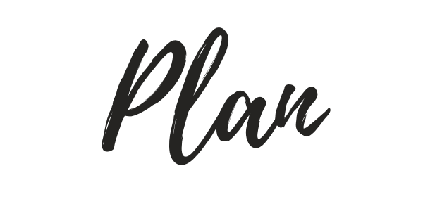 Black background with the word 'Plan' written in large, black cursive font.