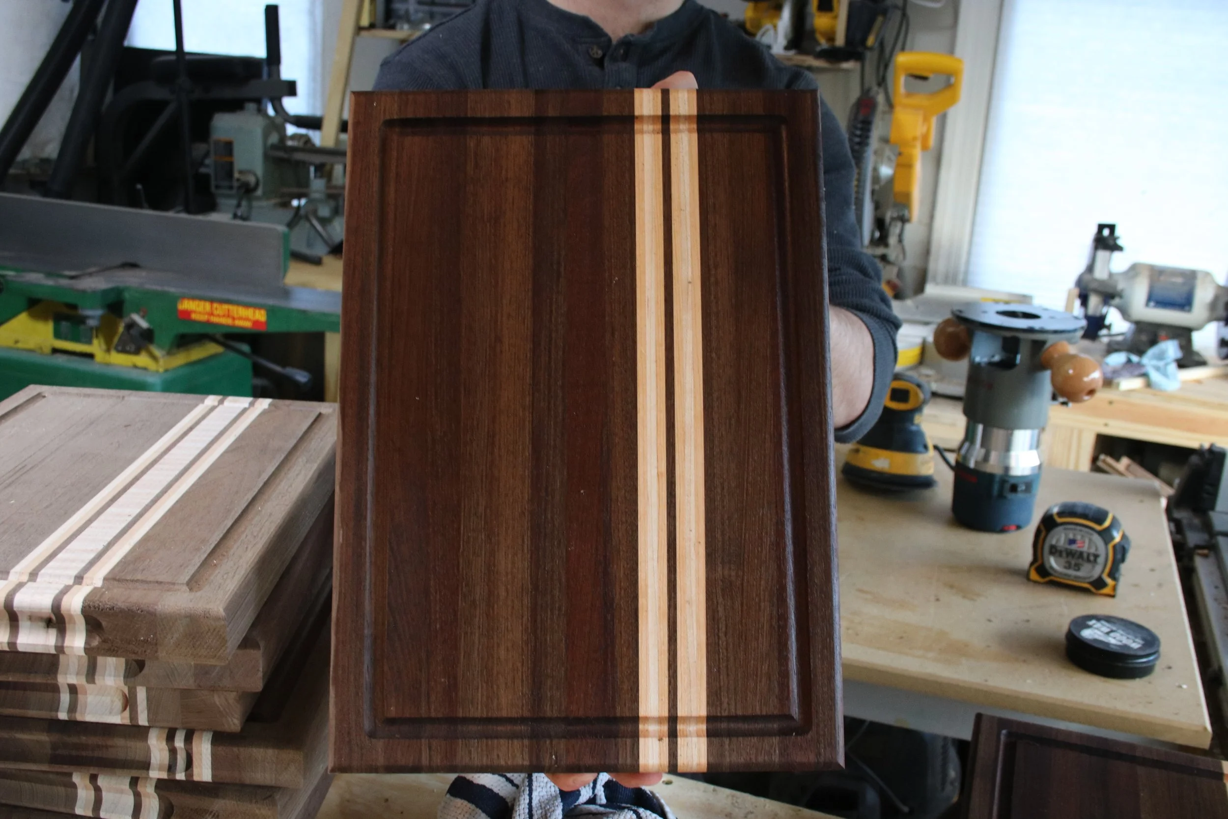Peruvian Walnut with Maple and Cherry Thin Stripes