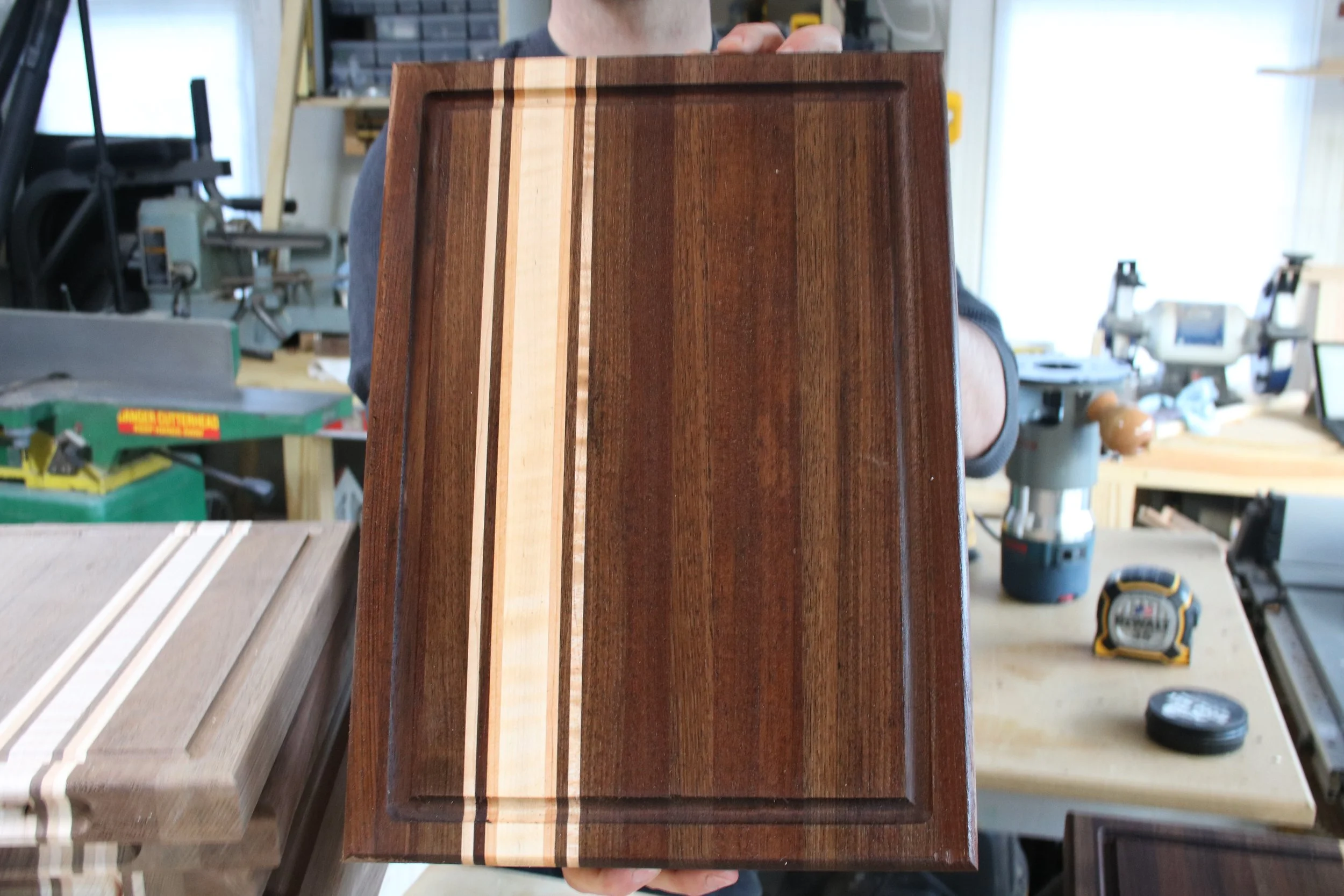 Peruvian Walnut with Maple and Cherry Thick Stripe