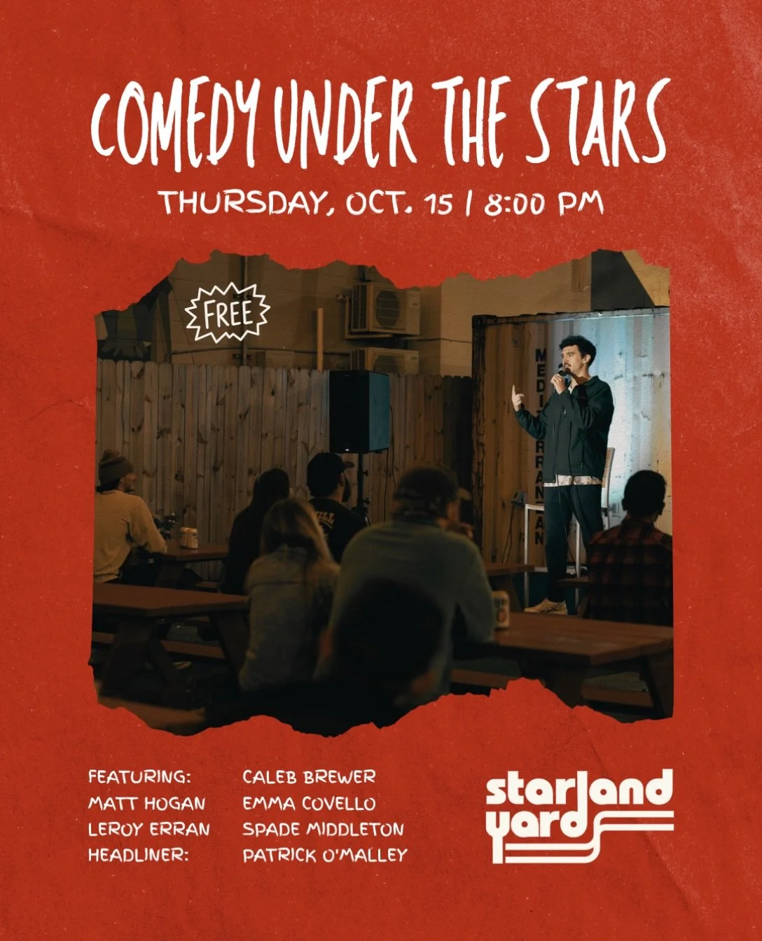 Fall nights are better with comedy. 🍂

Join us this Thursday at 8 PM for a free stand-up comedy show at Starland Yard!

RSVP so we know you&rsquo;re coming &mdash; link in bio.