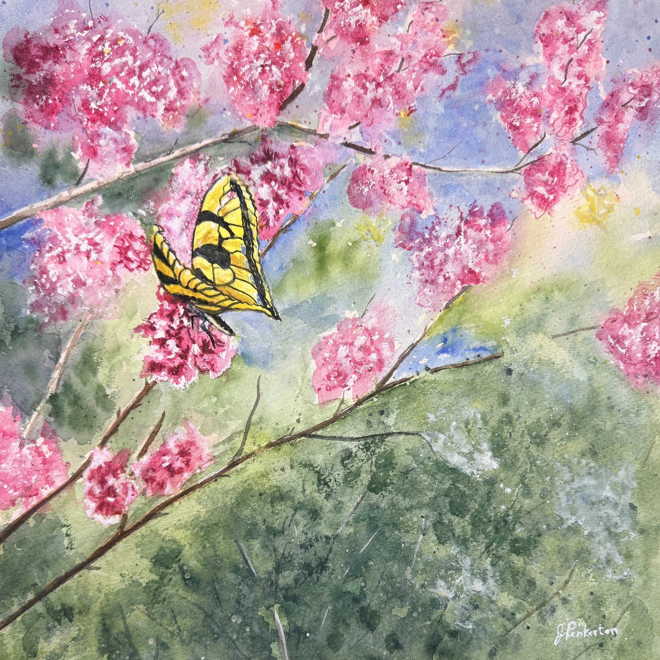 Swallowtail on Peach Blossoms - 12 x 12 - The Collective, Mineral Wells, TX - 380