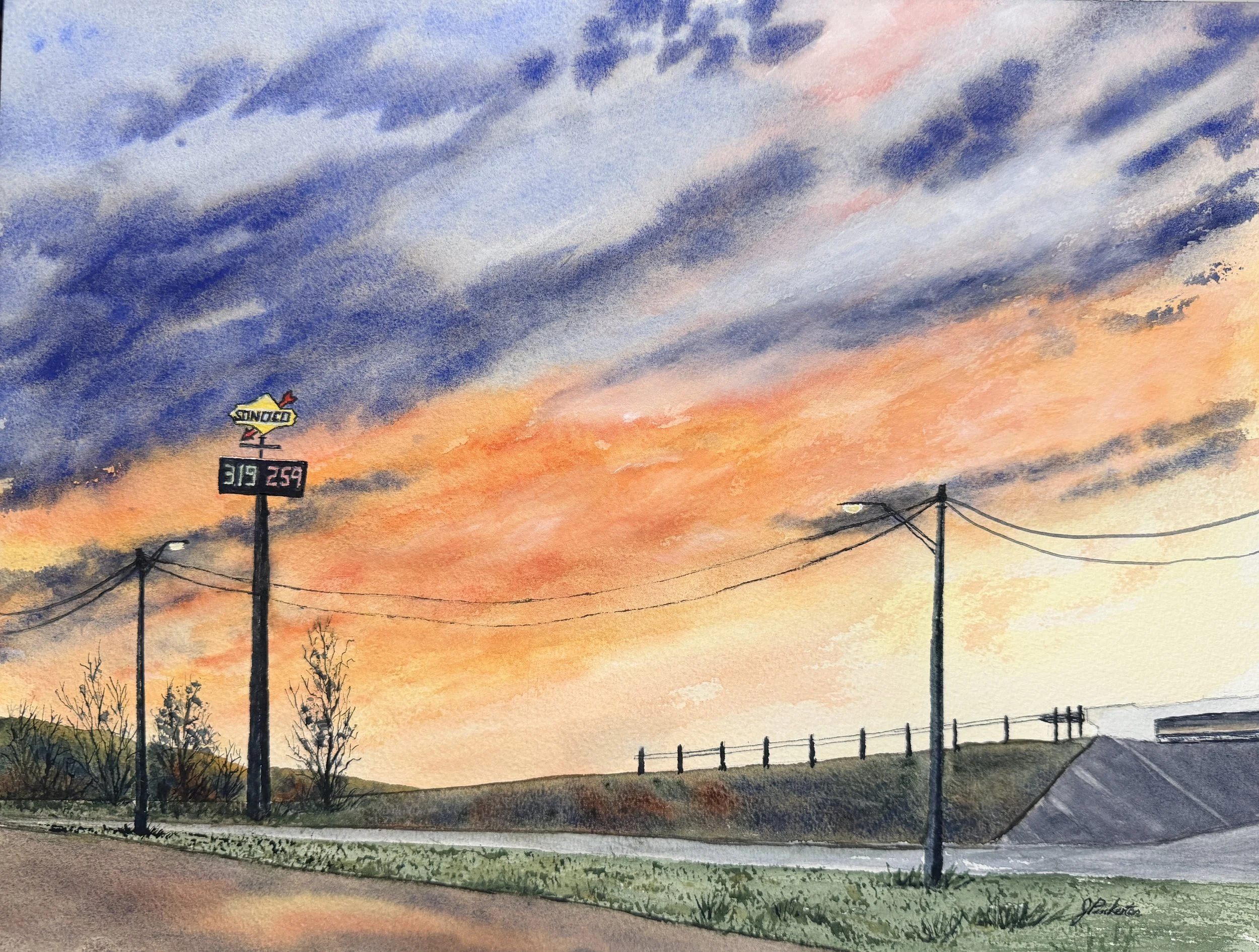 Crossroads Sunset - 12 x 16 - The Collective, Mineral Wells, TX - 700