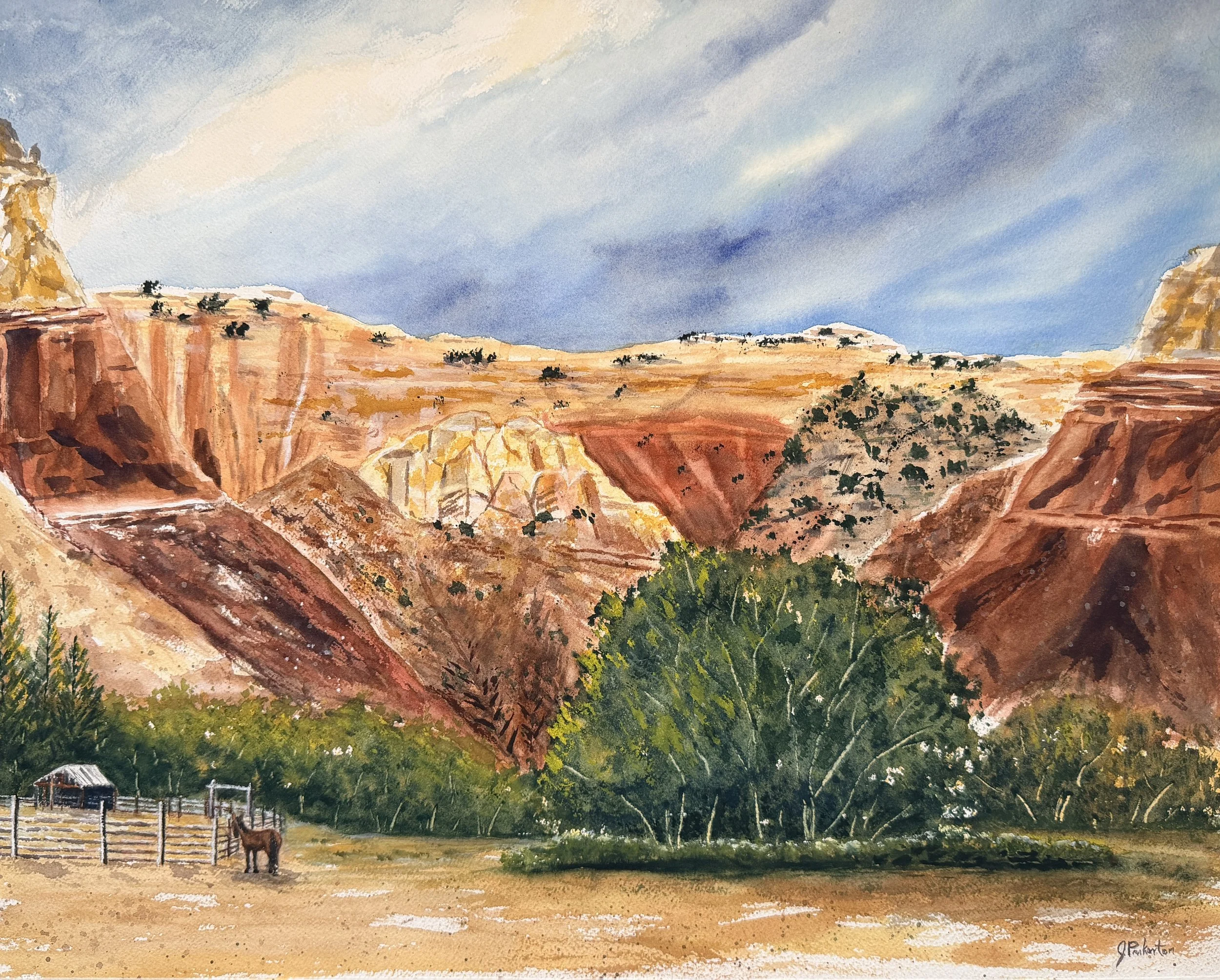 Canyon Corral - 16 x 20 - Parker County Sheriff's Posse Art Show - 900