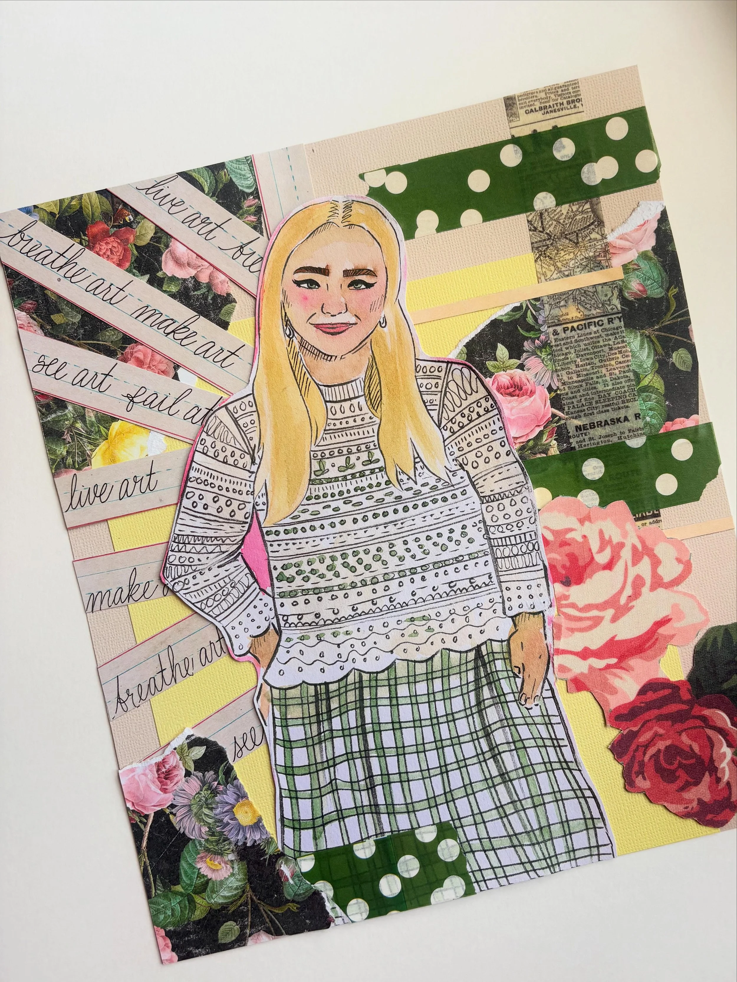 Had a blast with this self-portrait mixed media collage ✂️