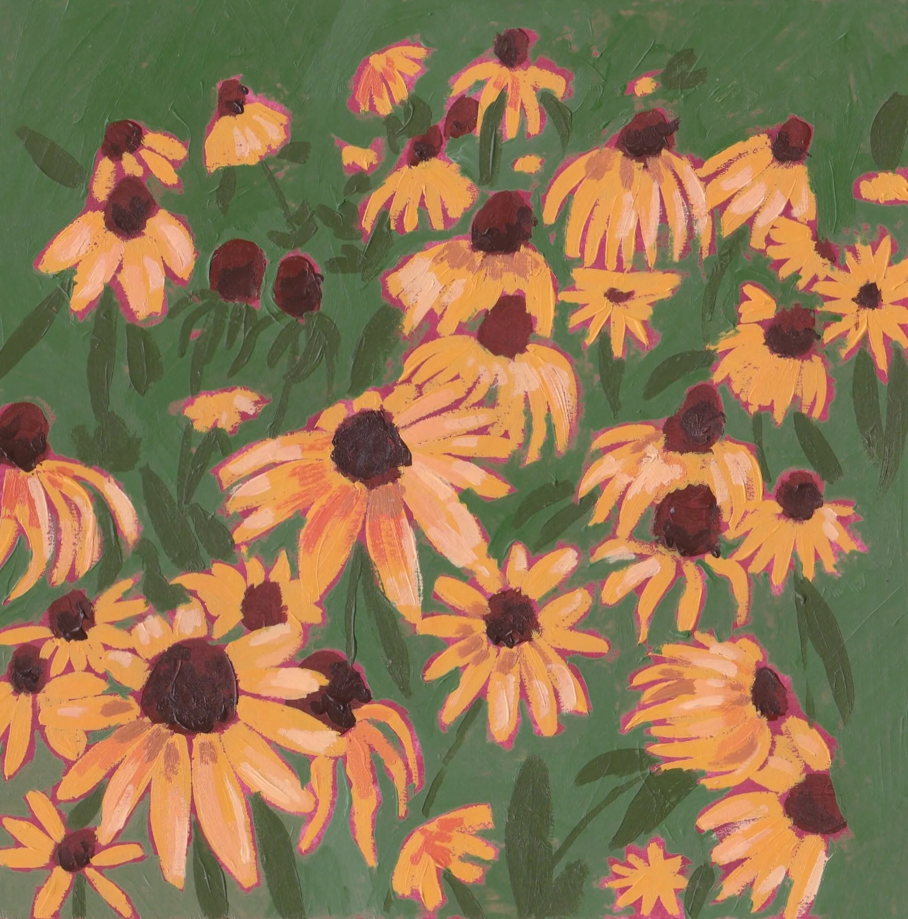 Coneflowers on Chestnut Street.

This work was inspired by a walk I took at my aunt's house in Wilmington, NC.