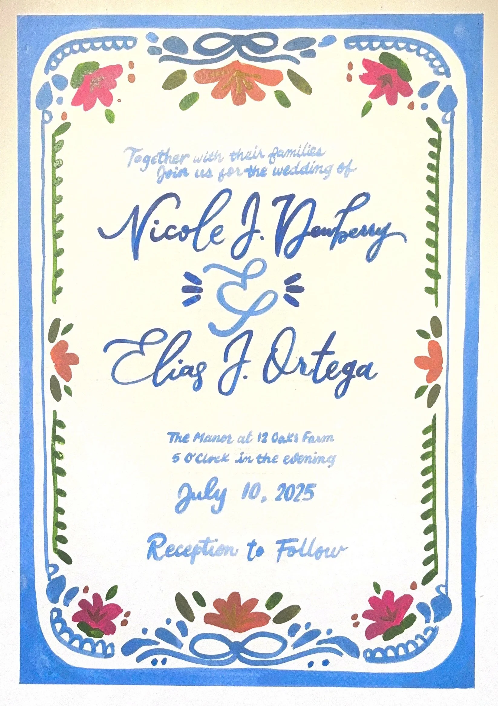 Custom Painted Wedding Invitation