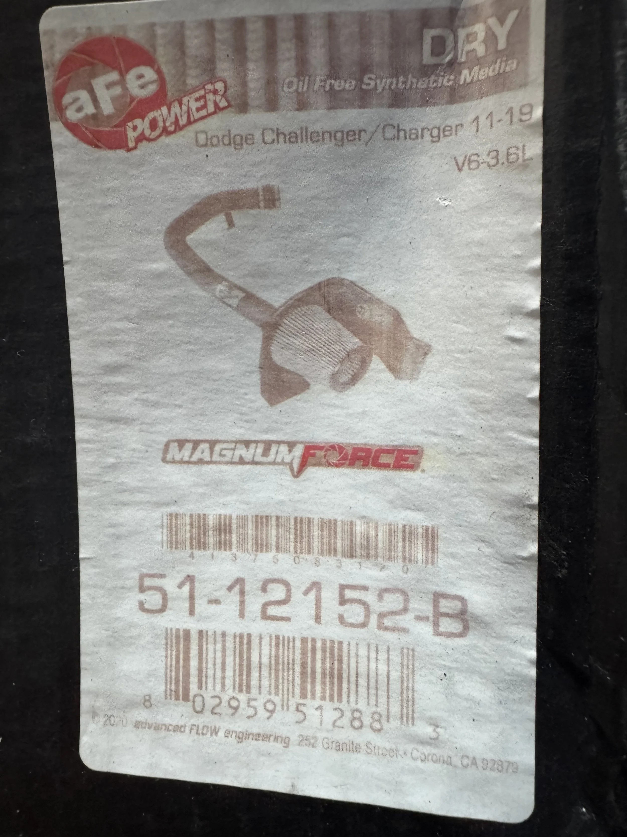 Brand New aFe Power Magnum FORCE Intake 51-12152-B — Fits 11-19 Challenger/Charger 3.6L