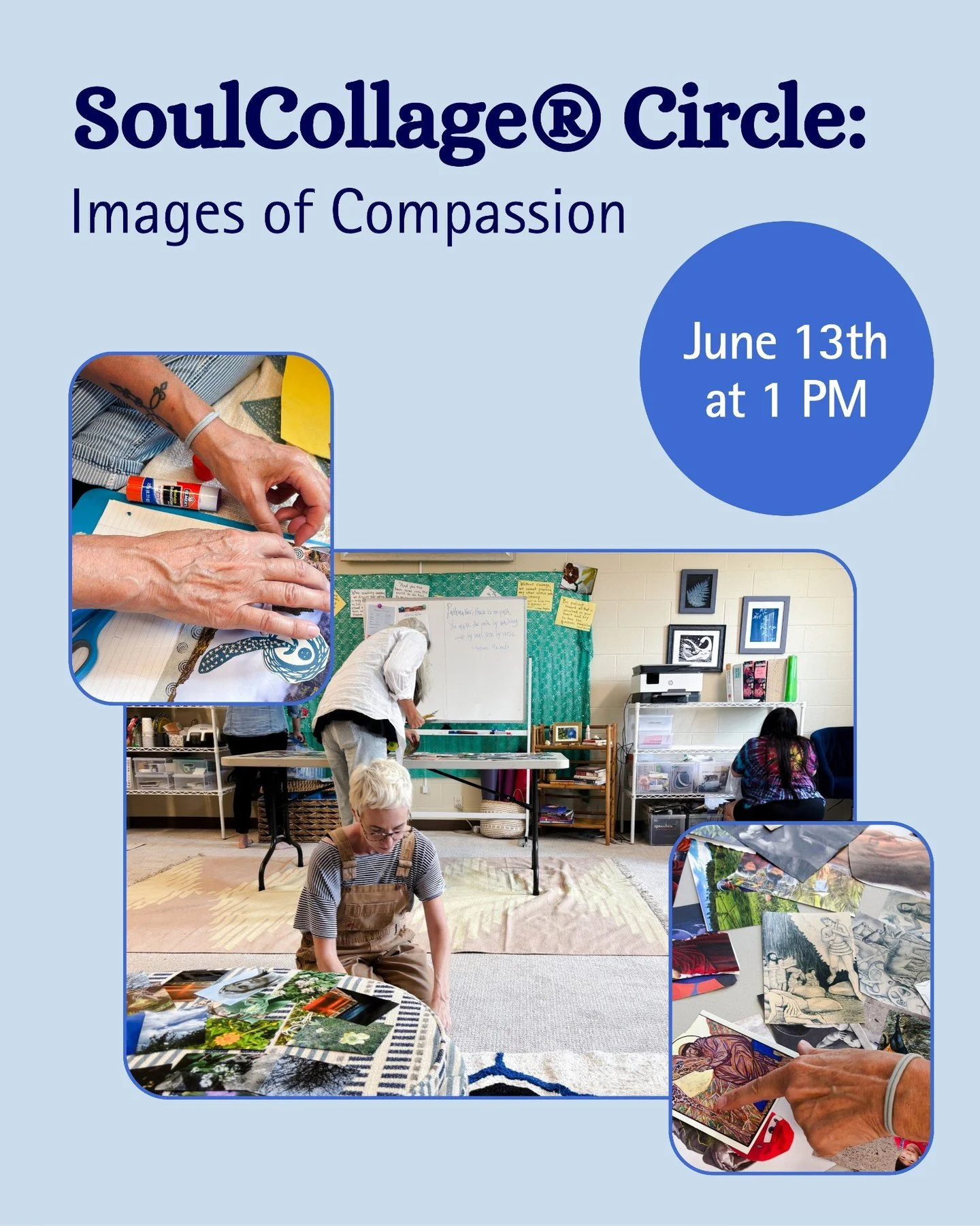 🌀UPCOMING WORKSHOP🌀
SoulCollage&reg; Circle: Images of Compassion with @Claire.coenen
Saturday, June 11, 2026 at 1 PM

✂️🖌️SoulCollage&reg; is an expressive arts practice that fosters meaning and imagination. Through the exploration of images and 