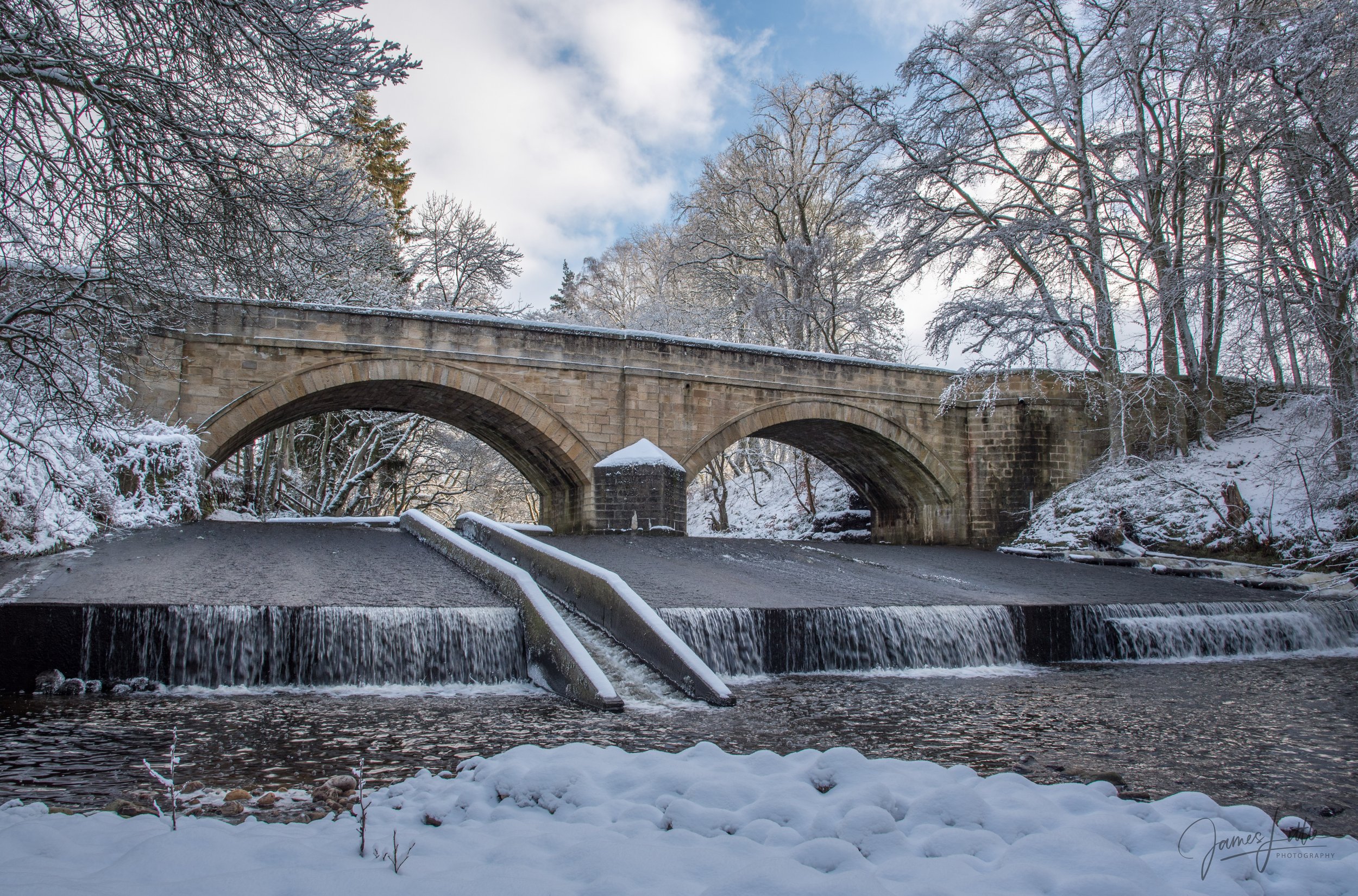 Allen Mill bridge during the snow