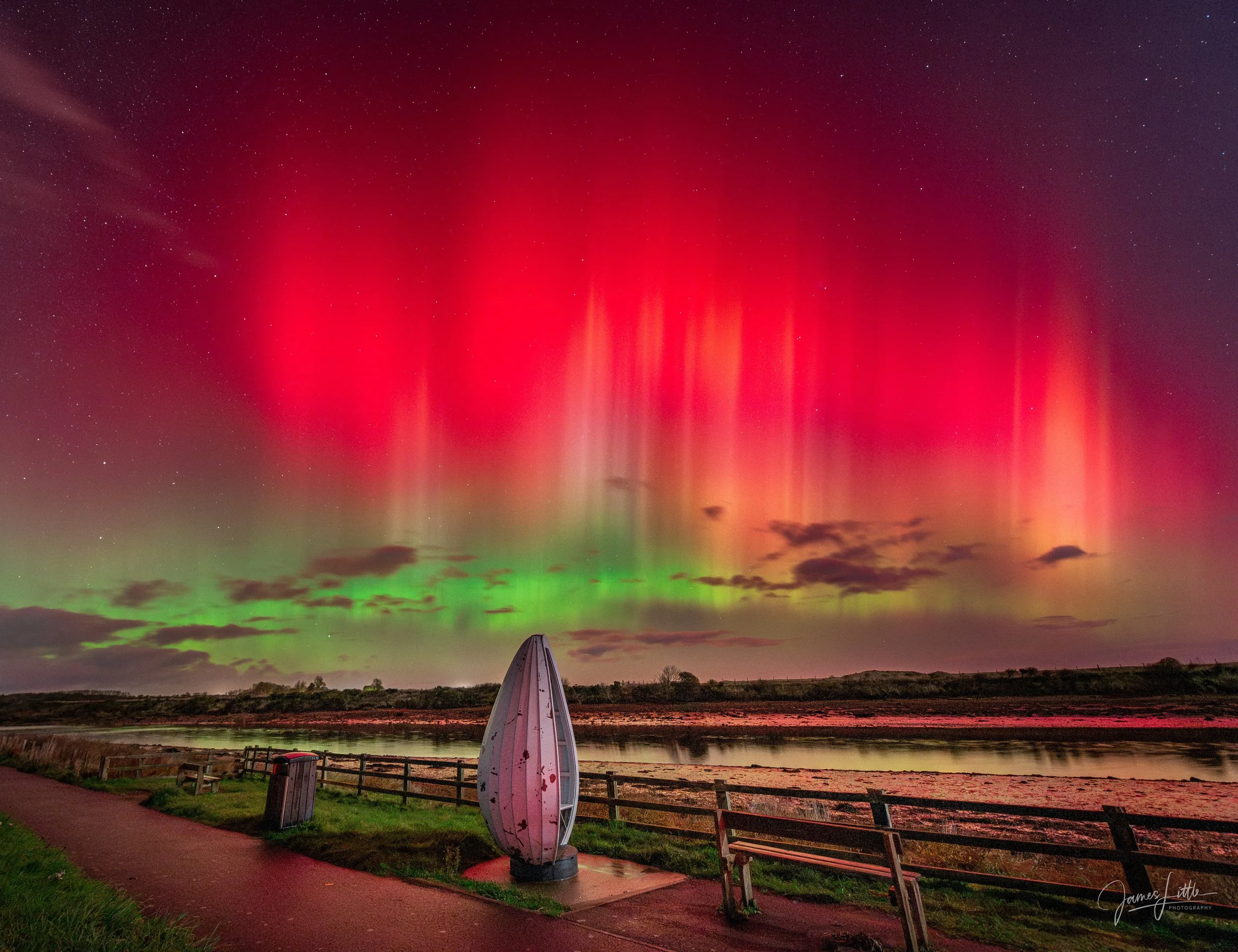 Northern Lights over the duck egg near Amble looking over the river coquet