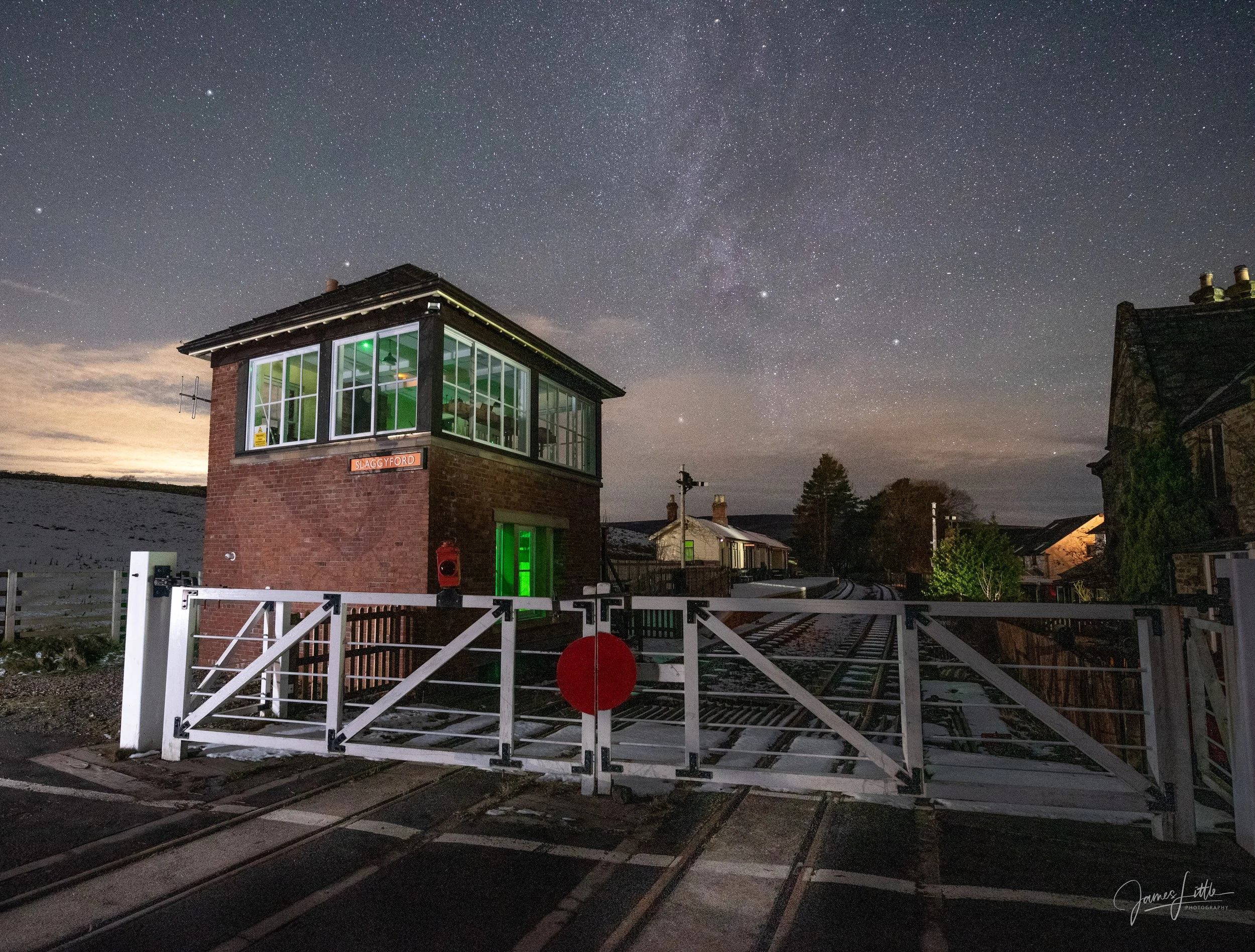 Stary sky at Slaggyford, northumberland near the old train station. 