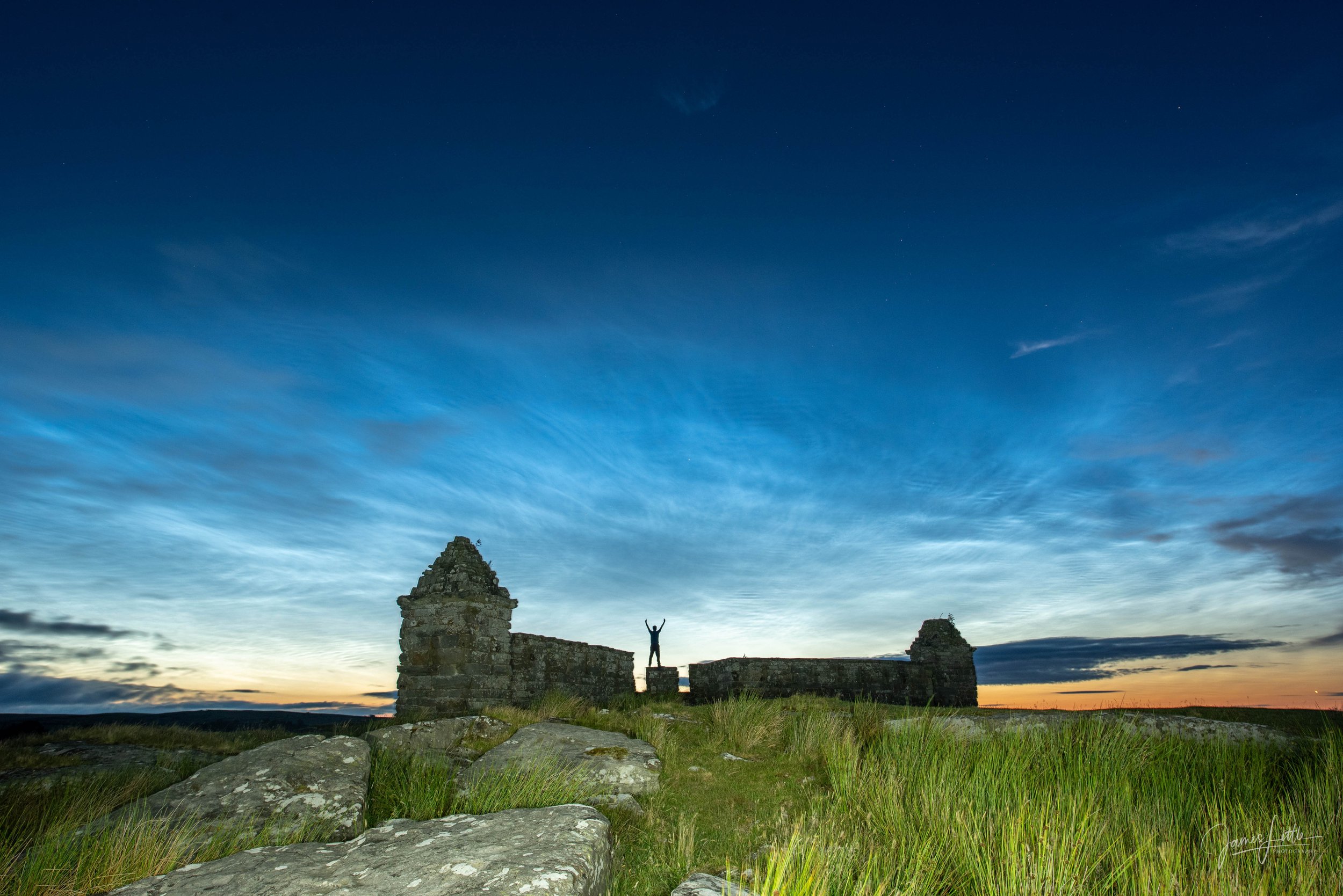 Codgers Fort near Cambo with NLC in the sky