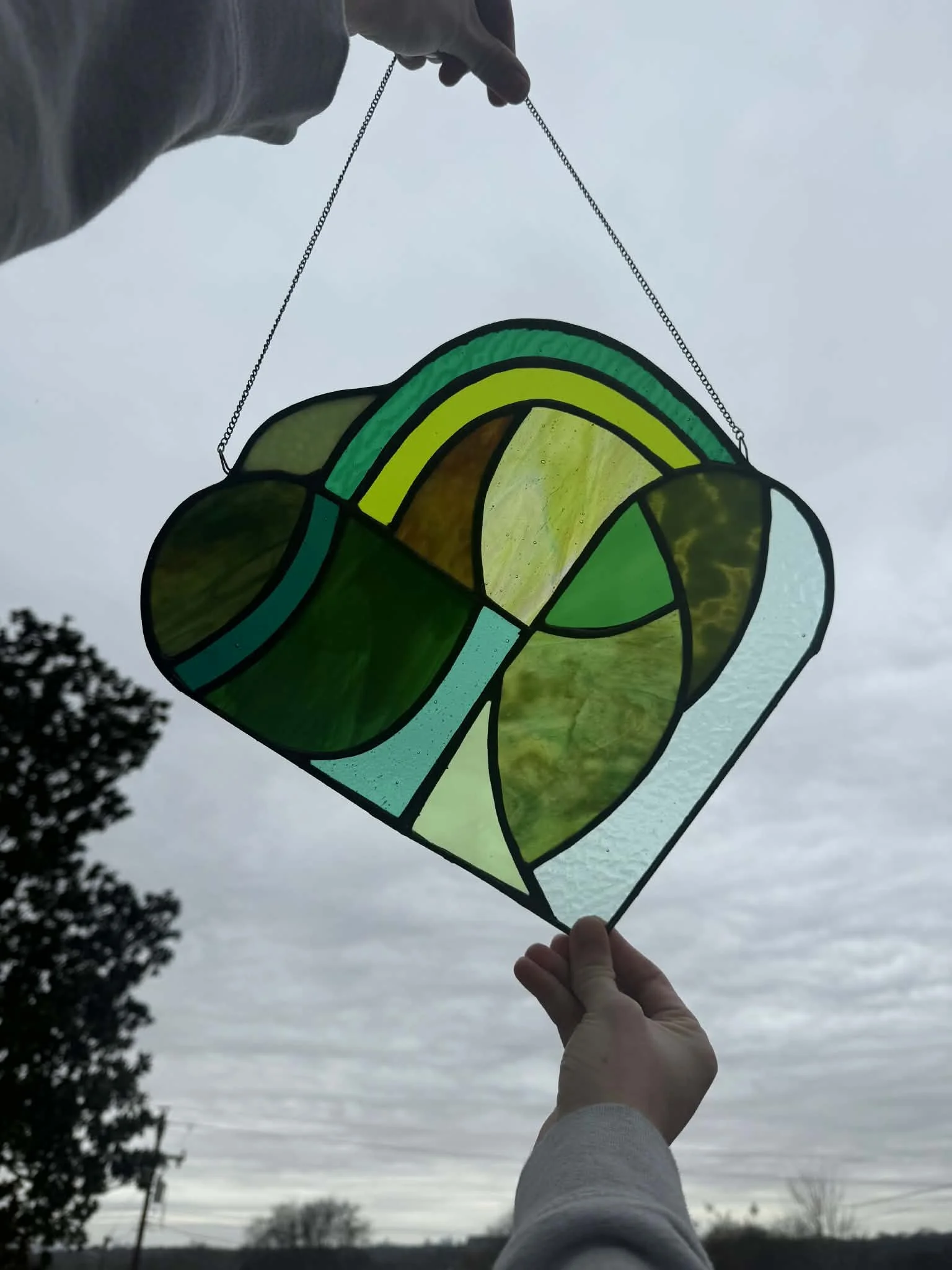 Abstract Bold Green Stained Glass Suncatcher