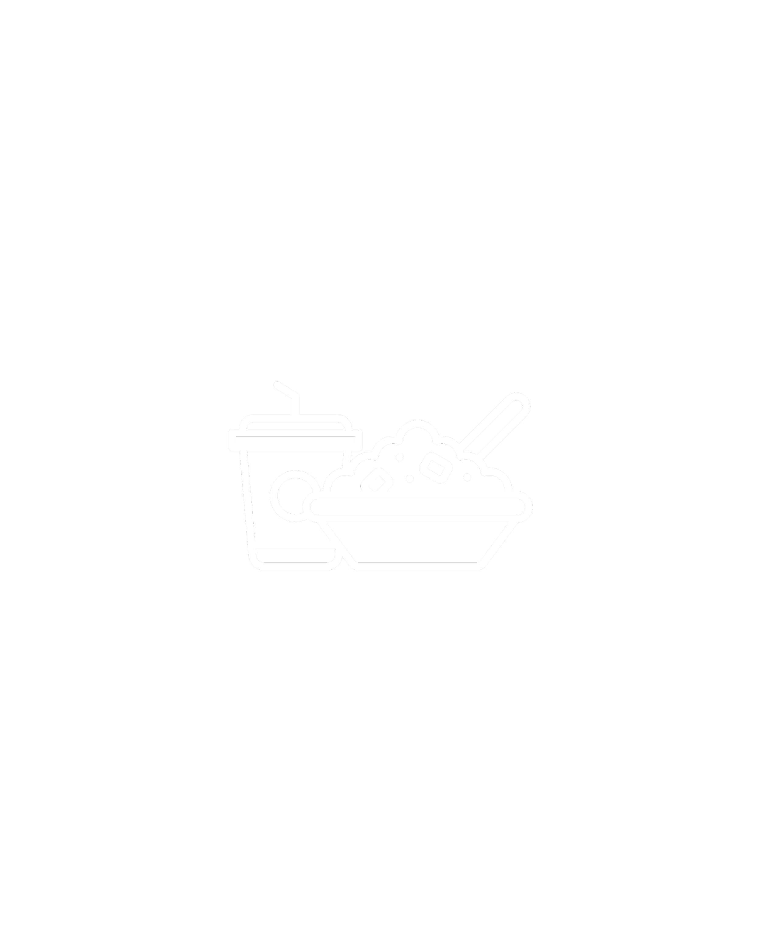Neon outline icon of a soda cup and a bowl of salad with a fork inside