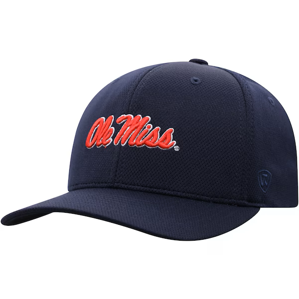 mens top of the world navy ole miss rebels reflex logo flex hat