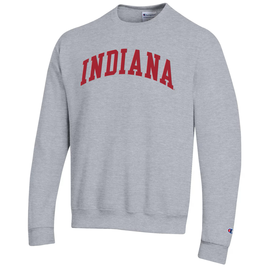 mens champion heather gray indiana hoosiers basic arch fleece pullover sweatshirt