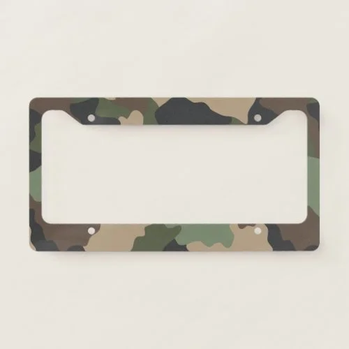 camouflage woodland camo military khaki tan black license plate frame car truck
