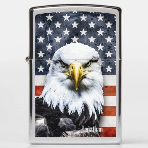 personalized rustic eagle American flag zippo lighter
