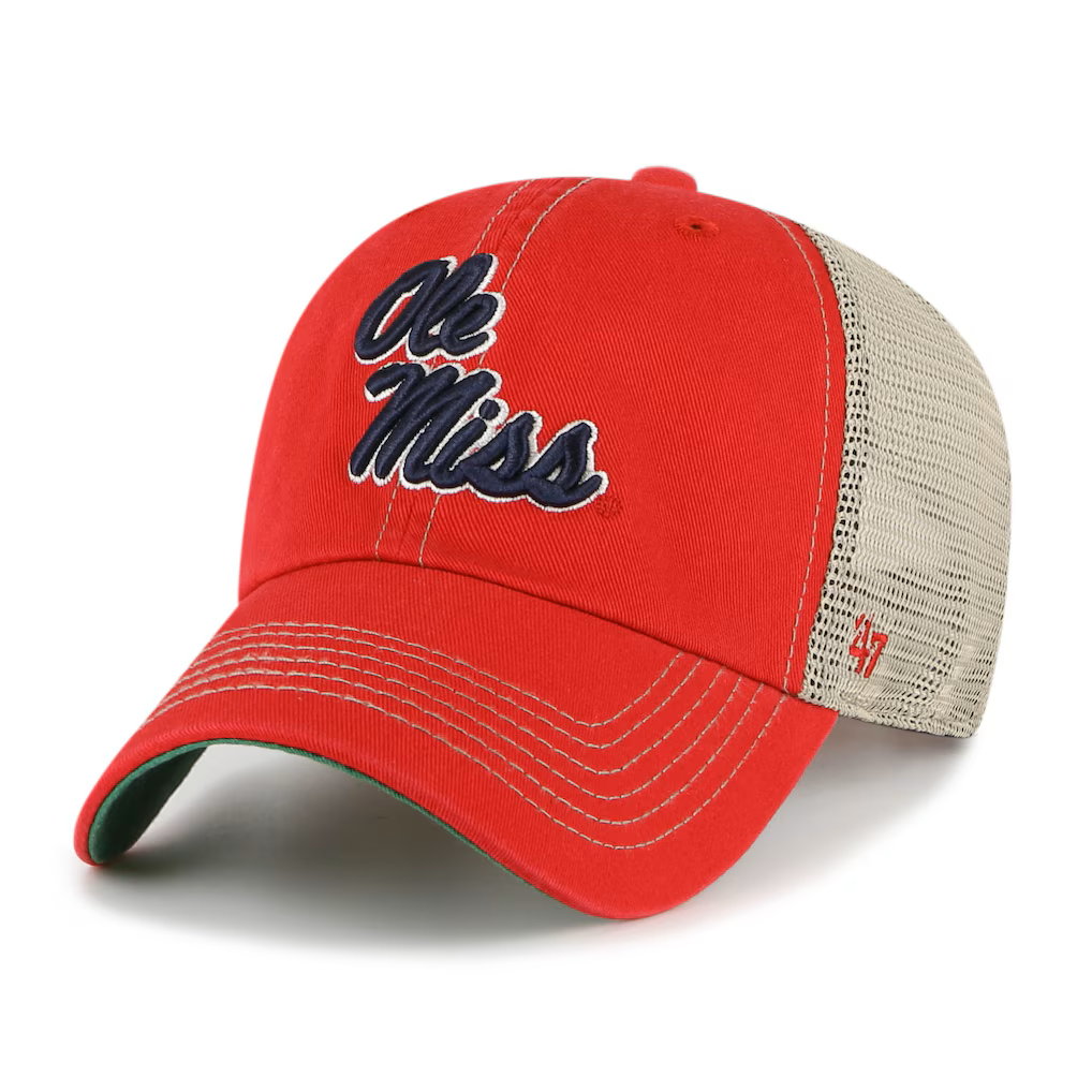 mens 47 red ole miss rebels clean up adjustable hat