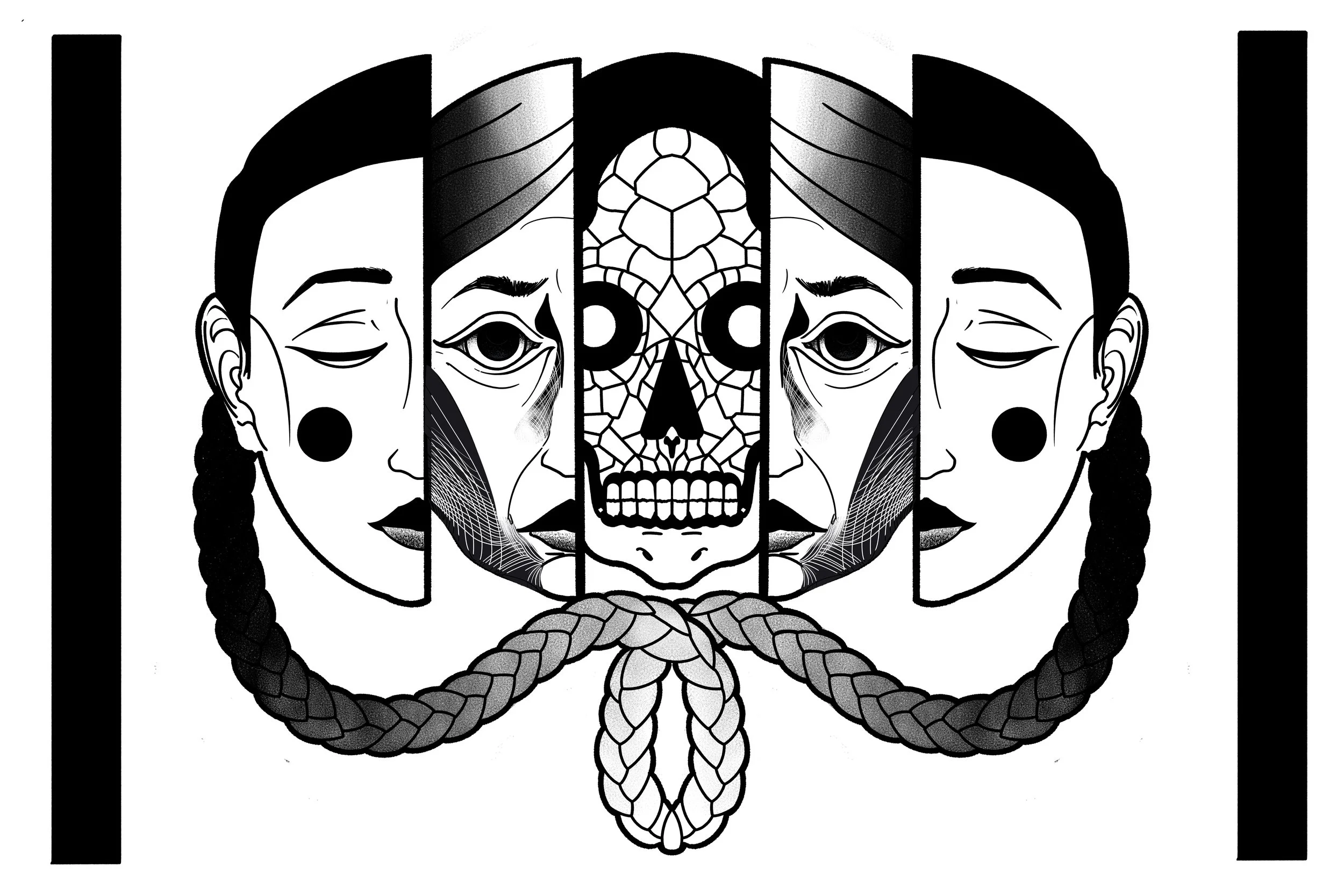The Mask of the Three Ages draws from Aztec beliefs about time and human existence, representing youth, maturity, and old age as interconnected stages of a single life cycle. Rooted in Mesoamerican cosmology, it reflects the Aztec understanding of tr