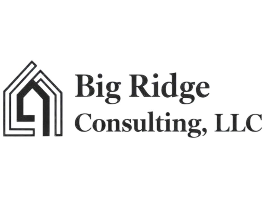 Logo for Big Ridge Consulting, LLC with a stylized house and arrow.