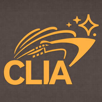 Logo with a stylized shooting star, sparkles, and the text 'CLIA' in bold gold lettering on a dark background.